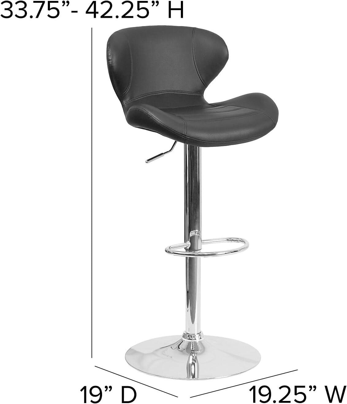 image:imageFlash Furniture Contemporary Charcoal Fabric Adjustable Height Barstool with Curved Back and Chrome BaseBlack Vinyl