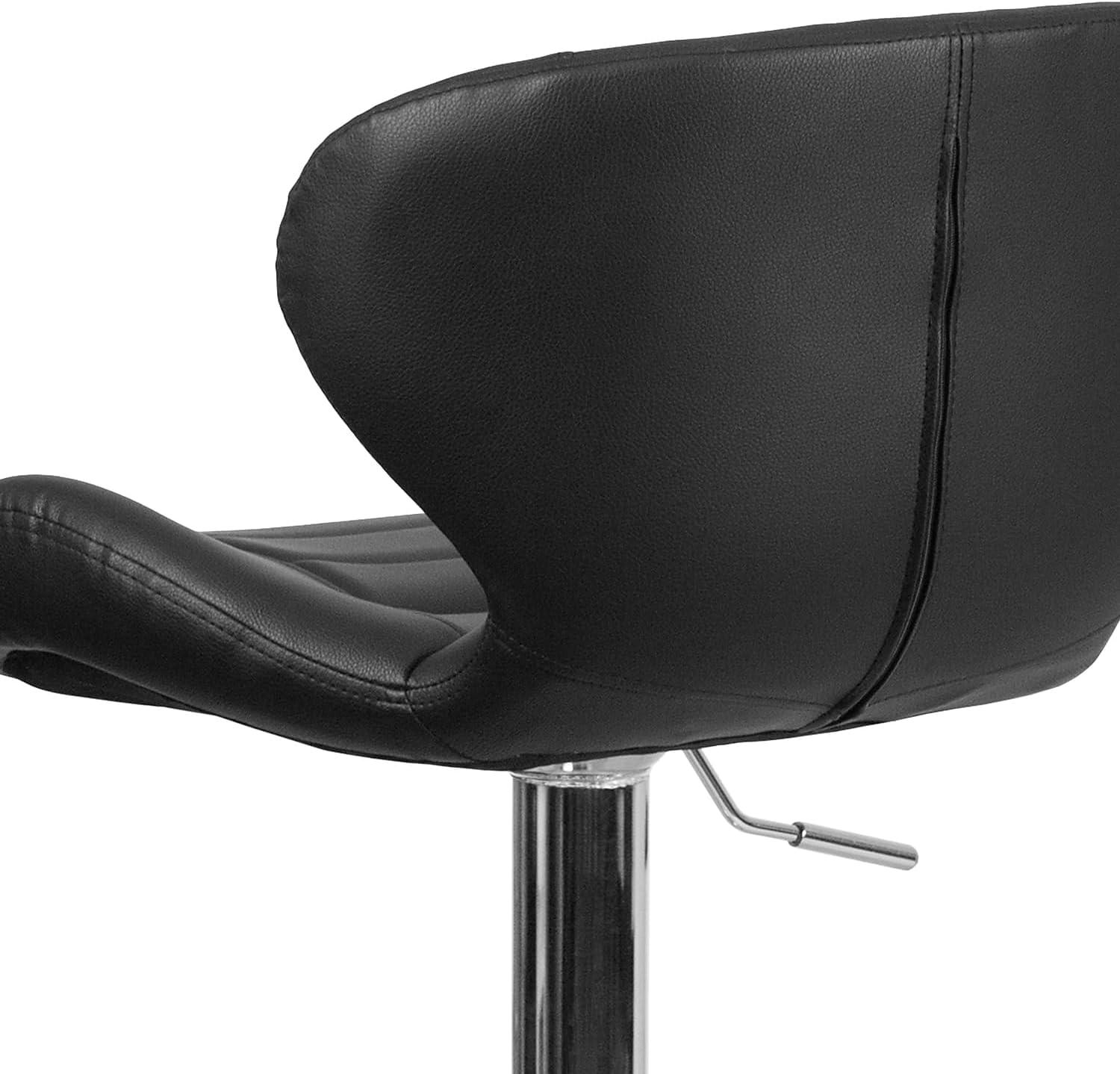 image:imageFlash Furniture Contemporary Charcoal Fabric Adjustable Height Barstool with Curved Back and Chrome BaseBlack Vinyl