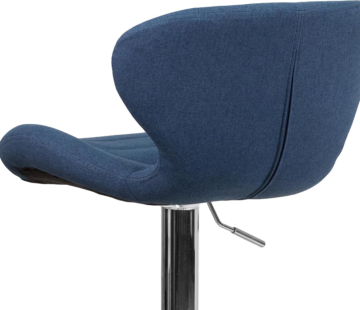 image:imageFlash Furniture Contemporary Charcoal Fabric Adjustable Height Barstool with Curved Back and Chrome BaseBlue Fabric