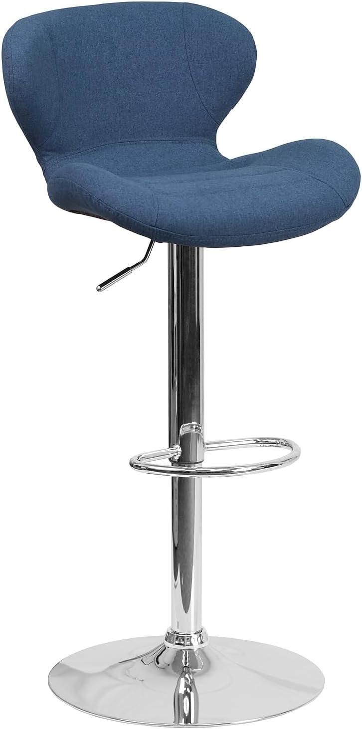 image:imageFlash Furniture Contemporary Charcoal Fabric Adjustable Height Barstool with Curved Back and Chrome BaseBlue Fabric