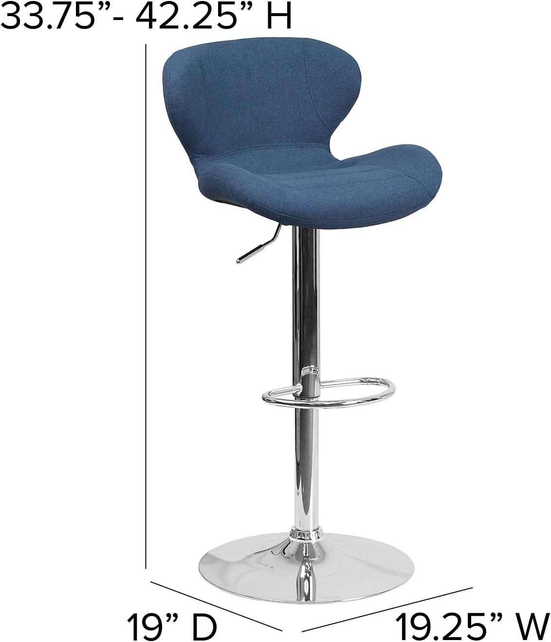 image:imageFlash Furniture Contemporary Charcoal Fabric Adjustable Height Barstool with Curved Back and Chrome BaseBlue Fabric