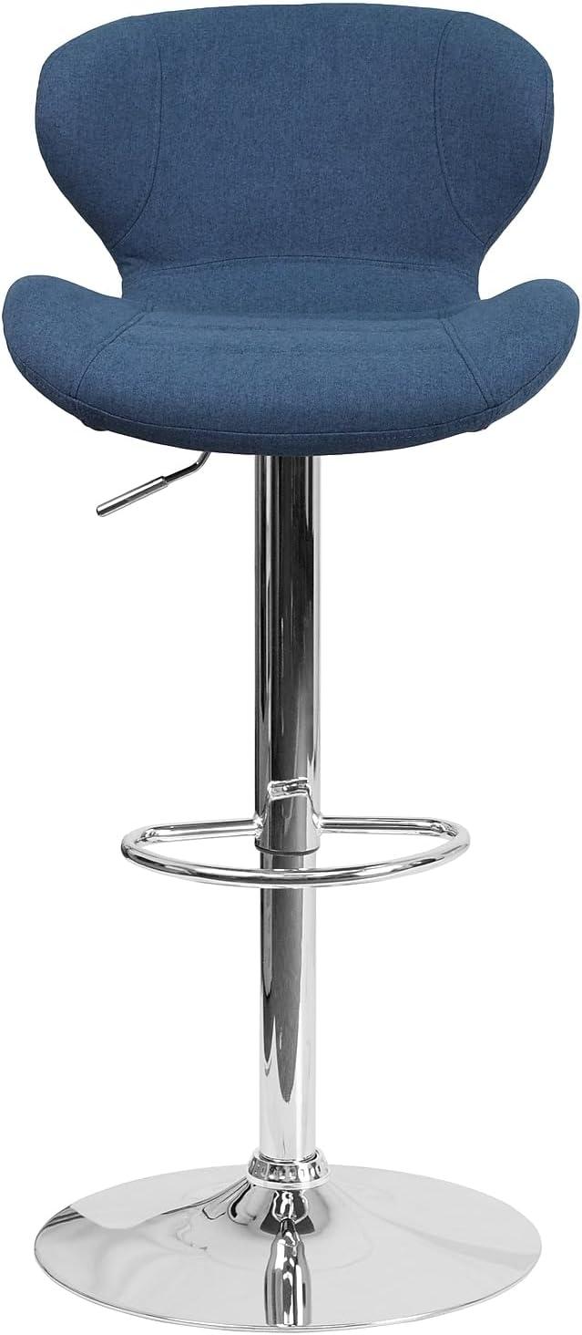 image:imageFlash Furniture Contemporary Charcoal Fabric Adjustable Height Barstool with Curved Back and Chrome BaseBlue Fabric