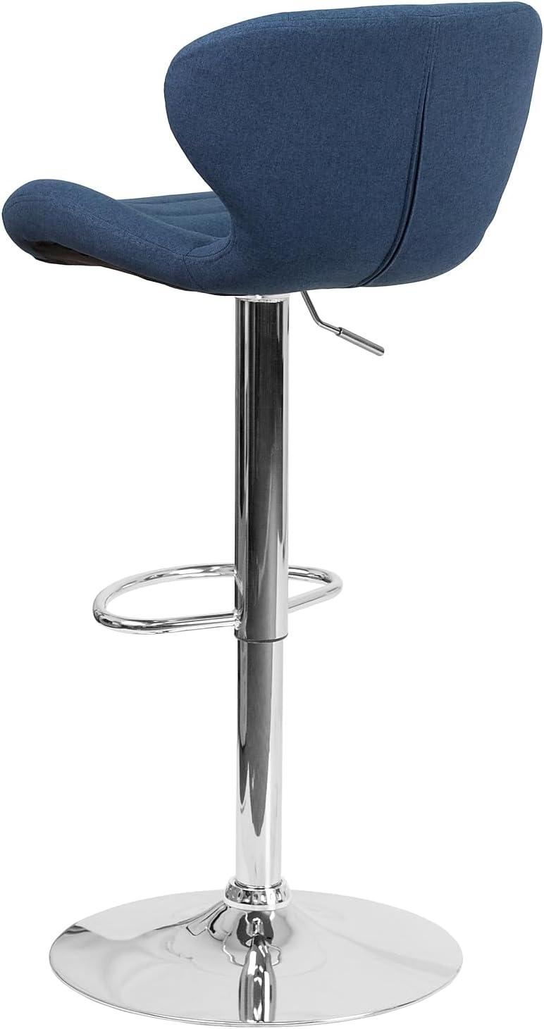 image:imageFlash Furniture Contemporary Charcoal Fabric Adjustable Height Barstool with Curved Back and Chrome BaseBlue Fabric