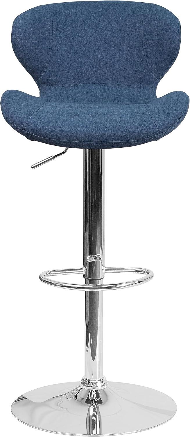 image:imageFlash Furniture Contemporary Charcoal Fabric Adjustable Height Barstool with Curved Back and Chrome BaseBlue Fabric