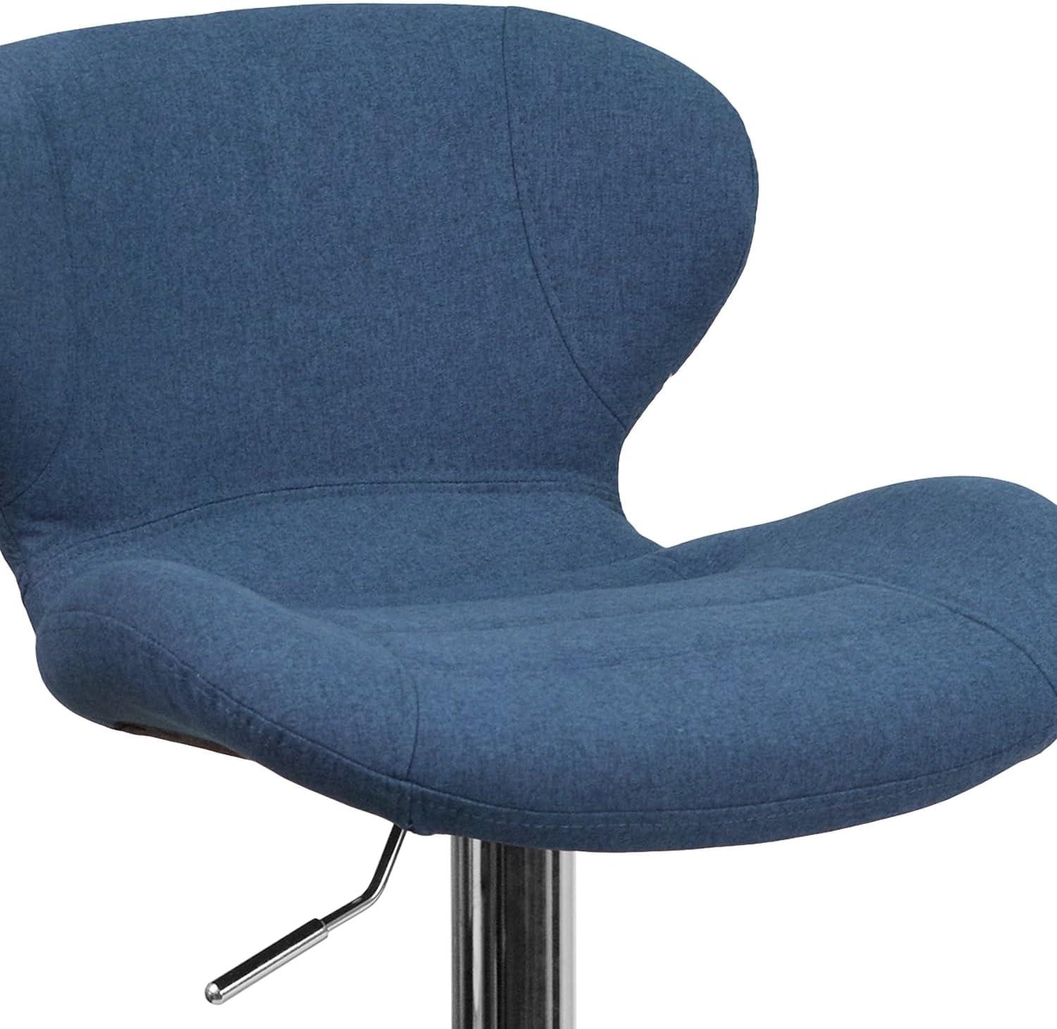 image:imageFlash Furniture Contemporary Charcoal Fabric Adjustable Height Barstool with Curved Back and Chrome BaseBlue Fabric