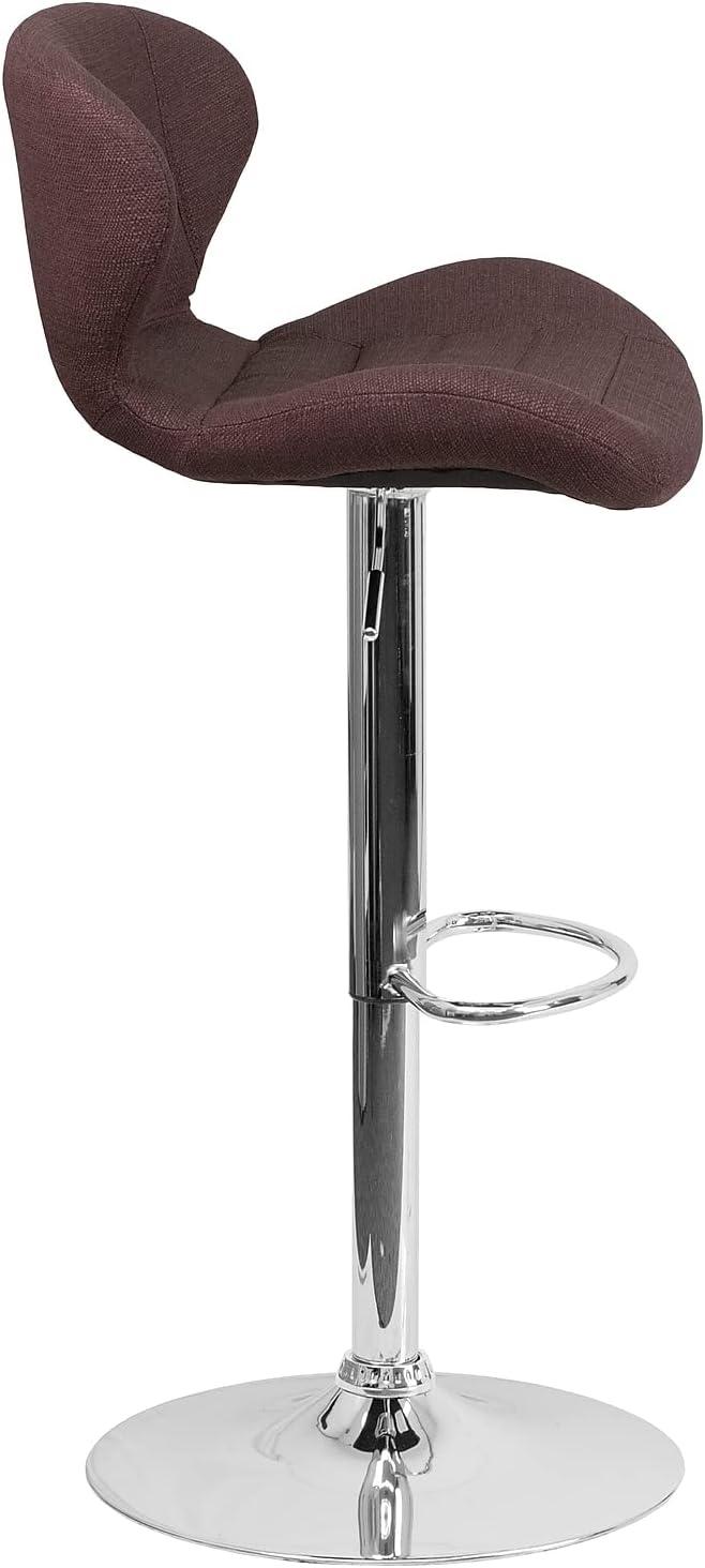 image:imageFlash Furniture Contemporary Charcoal Fabric Adjustable Height Barstool with Curved Back and Chrome BaseBrown Fabric