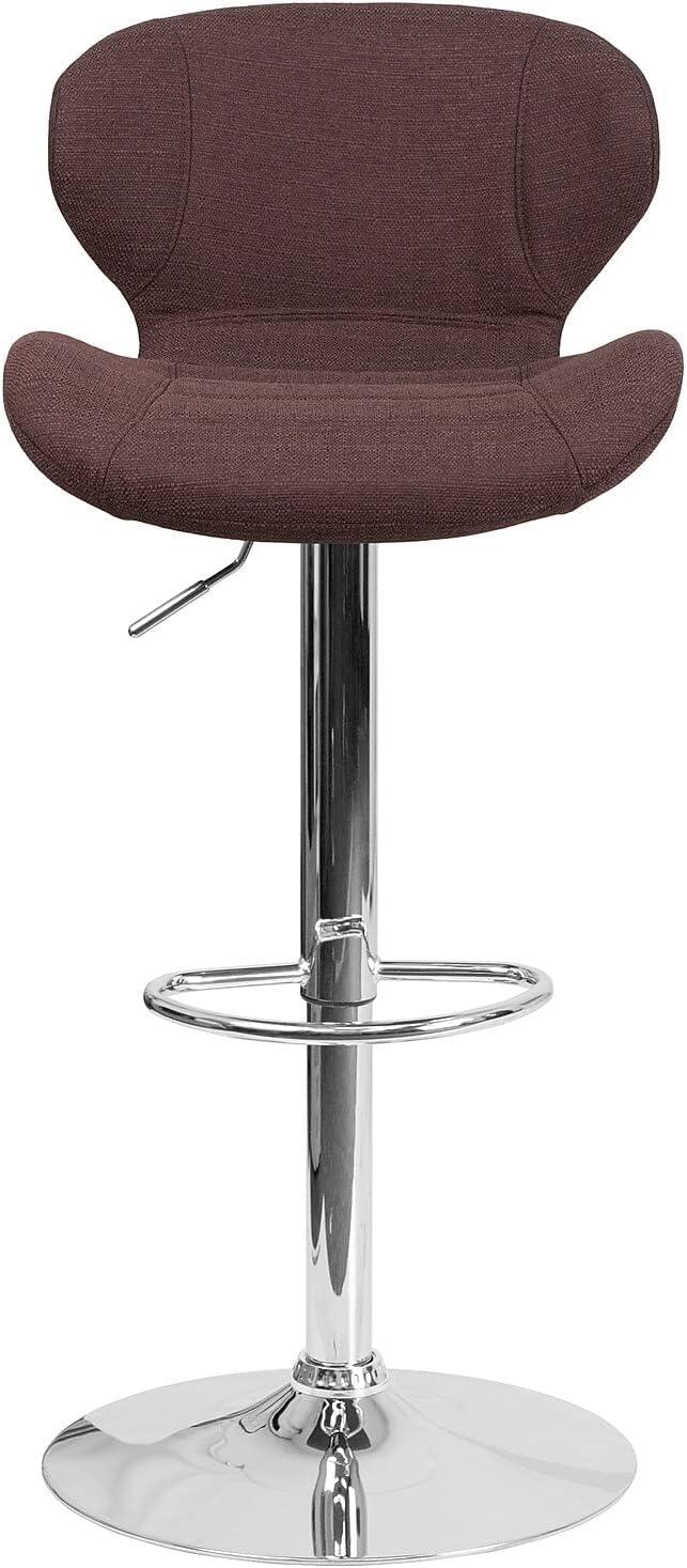 image:imageFlash Furniture Contemporary Charcoal Fabric Adjustable Height Barstool with Curved Back and Chrome BaseBrown Fabric