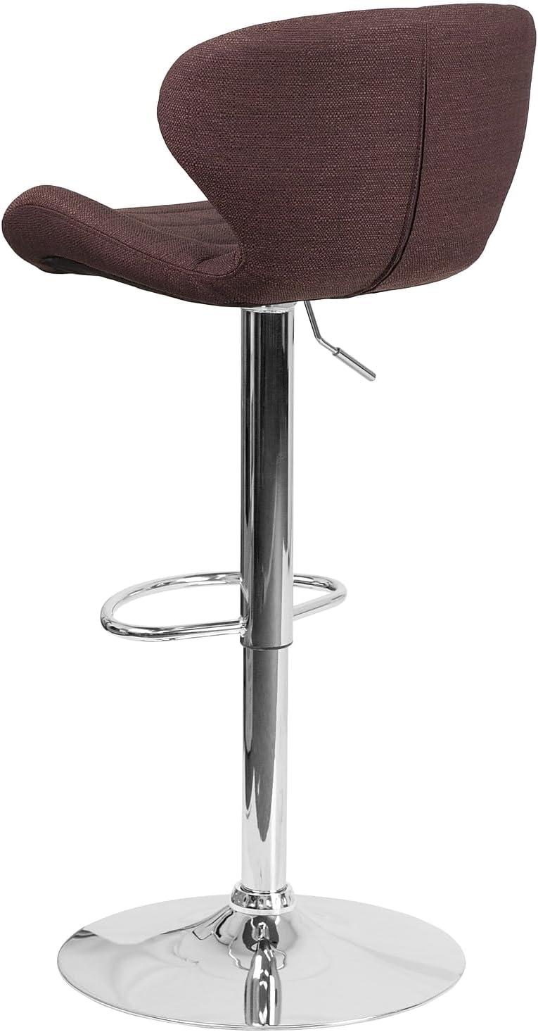 image:imageFlash Furniture Contemporary Charcoal Fabric Adjustable Height Barstool with Curved Back and Chrome BaseBrown Fabric