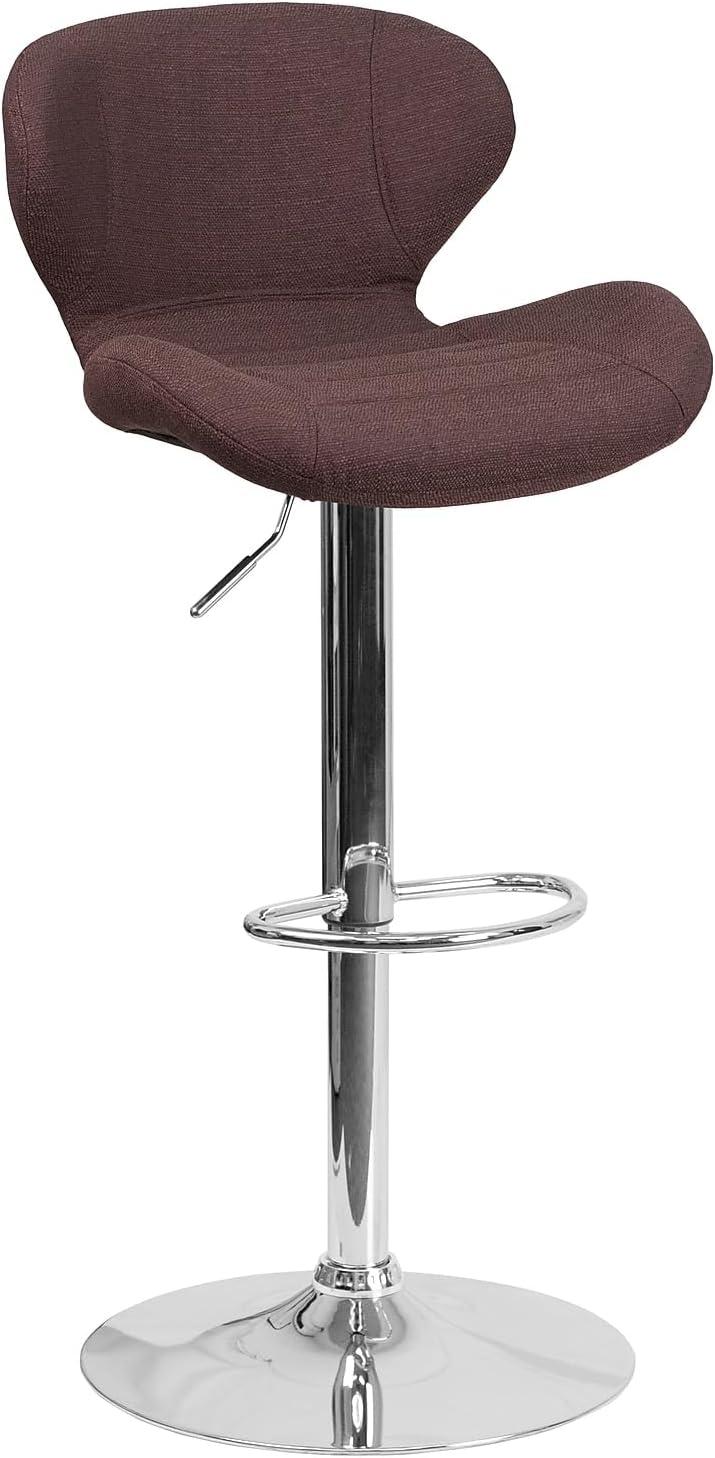 image:imageFlash Furniture Contemporary Charcoal Fabric Adjustable Height Barstool with Curved Back and Chrome BaseBrown Fabric
