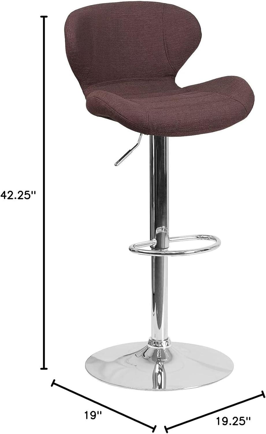 image:imageFlash Furniture Contemporary Charcoal Fabric Adjustable Height Barstool with Curved Back and Chrome BaseBrown Fabric