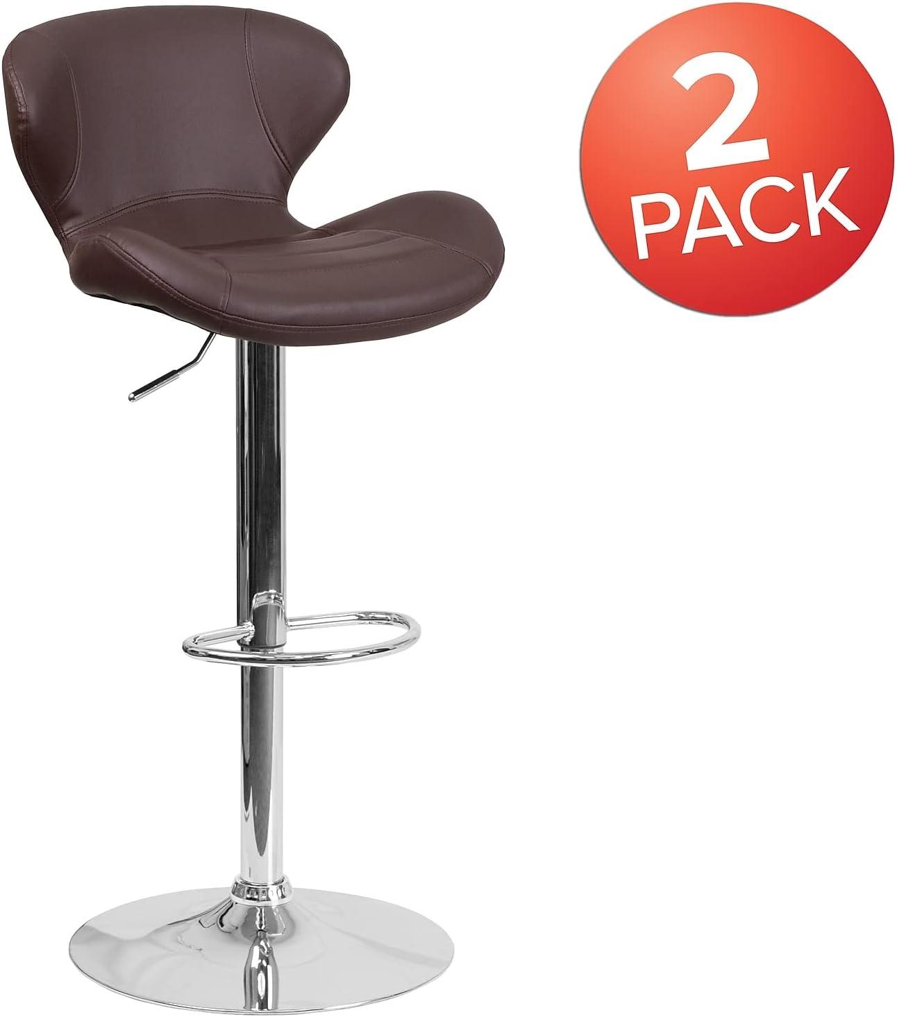 image:imageFlash Furniture Contemporary Charcoal Fabric Adjustable Height Barstool with Curved Back and Chrome BaseBrown Vinyl