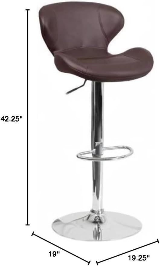 image:imageFlash Furniture Contemporary Charcoal Fabric Adjustable Height Barstool with Curved Back and Chrome BaseBrown Vinyl