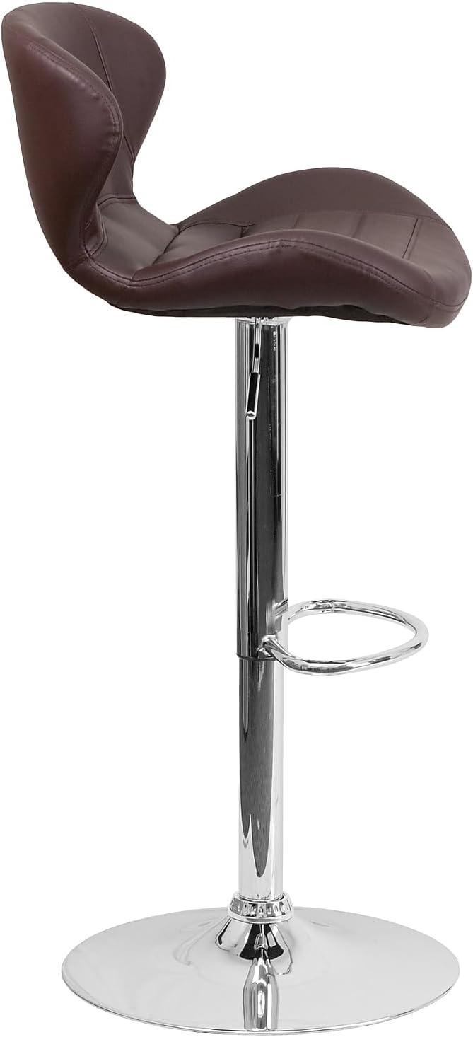 image:imageFlash Furniture Contemporary Charcoal Fabric Adjustable Height Barstool with Curved Back and Chrome BaseBrown Vinyl