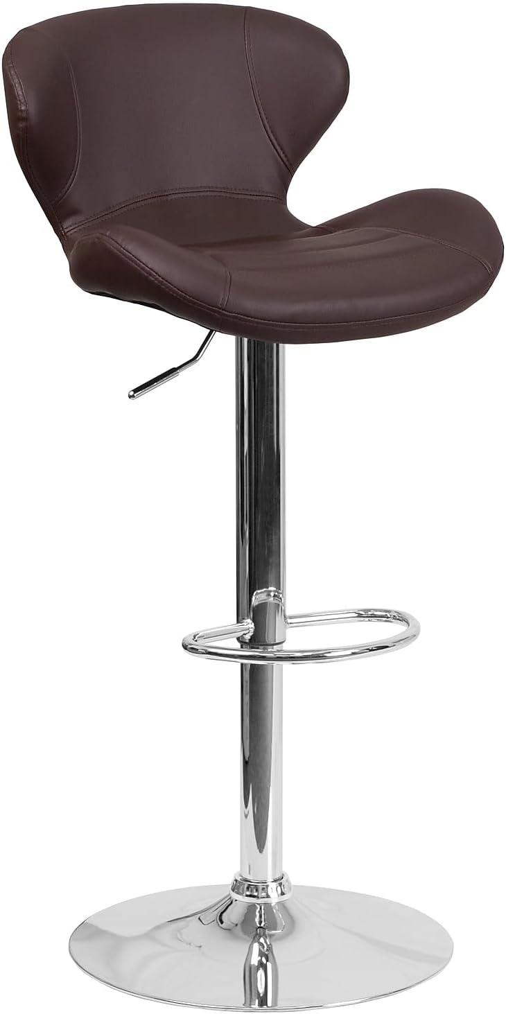 image:imageFlash Furniture Contemporary Charcoal Fabric Adjustable Height Barstool with Curved Back and Chrome BaseBrown Vinyl