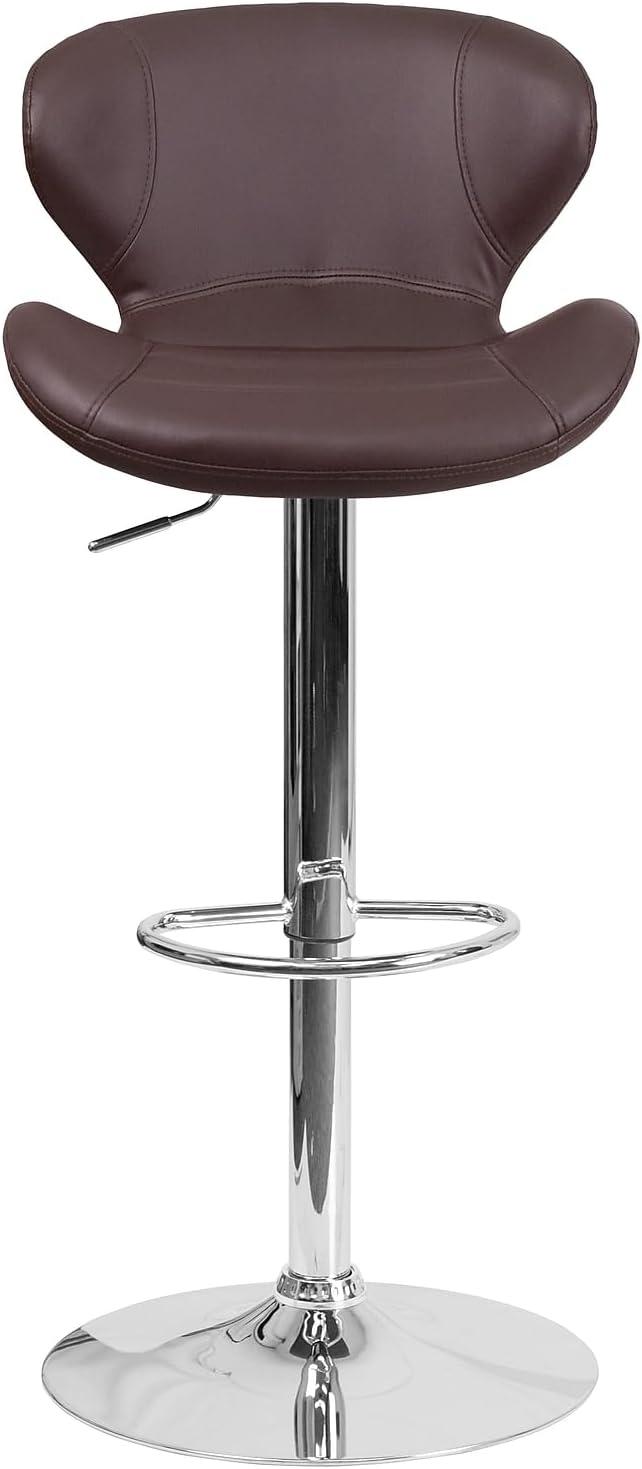 image:imageFlash Furniture Contemporary Charcoal Fabric Adjustable Height Barstool with Curved Back and Chrome BaseBrown Vinyl