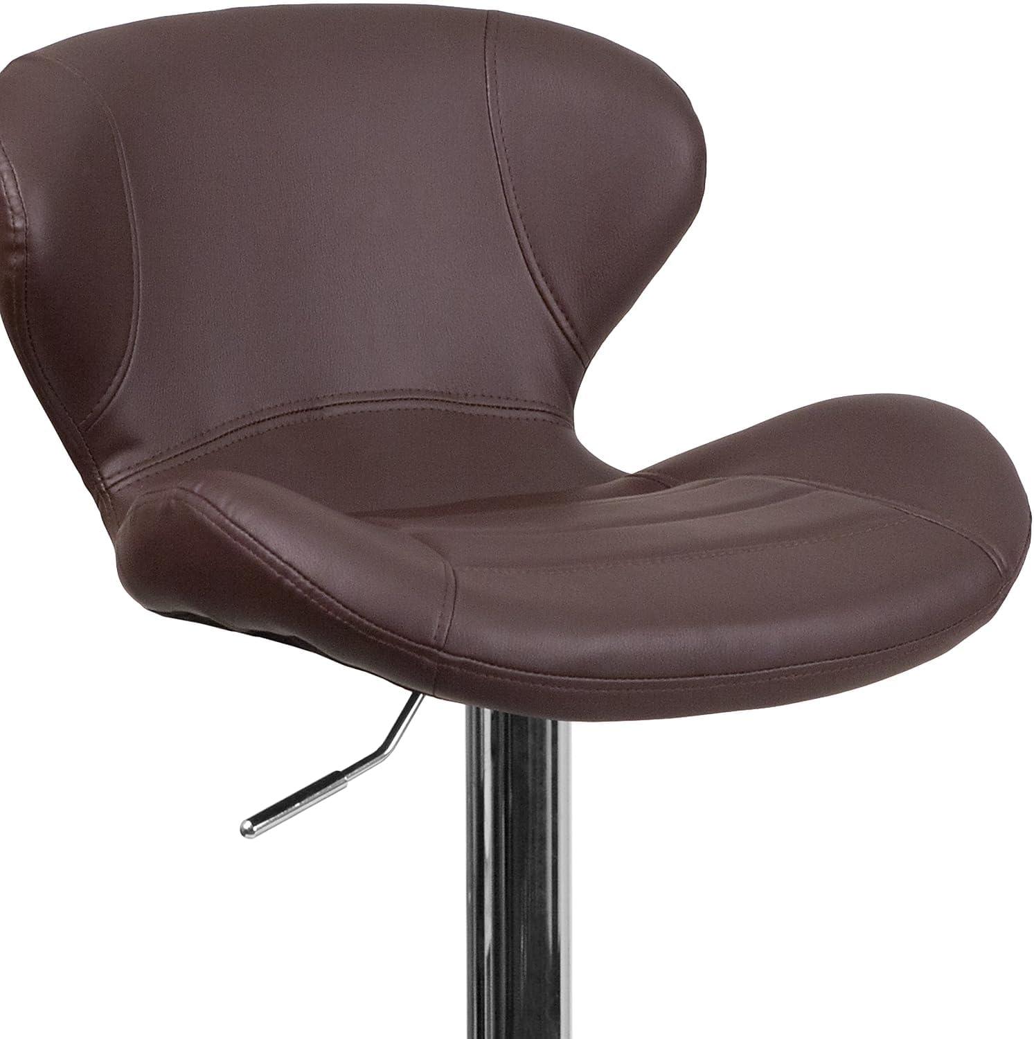 image:imageFlash Furniture Contemporary Charcoal Fabric Adjustable Height Barstool with Curved Back and Chrome BaseBrown Vinyl