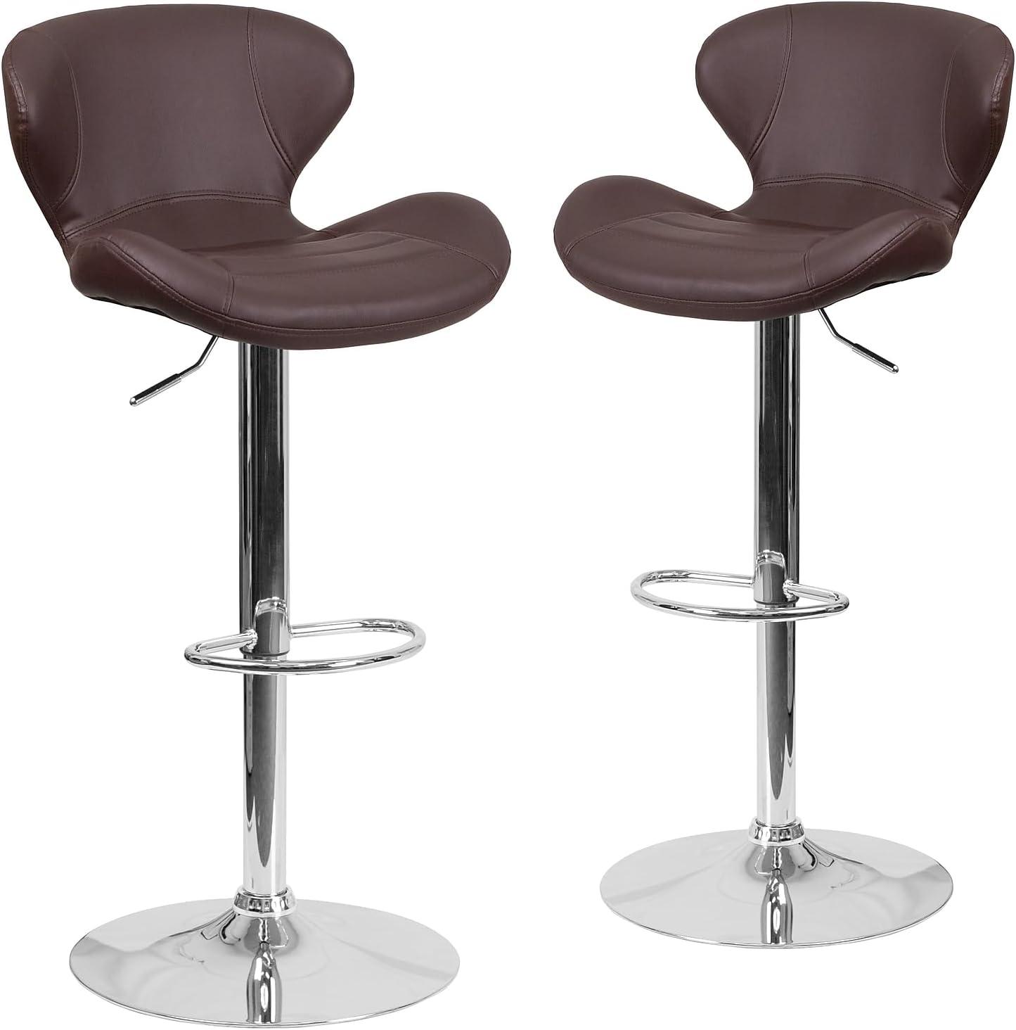 image:imageFlash Furniture Contemporary Charcoal Fabric Adjustable Height Barstool with Curved Back and Chrome BaseBrown Vinyl