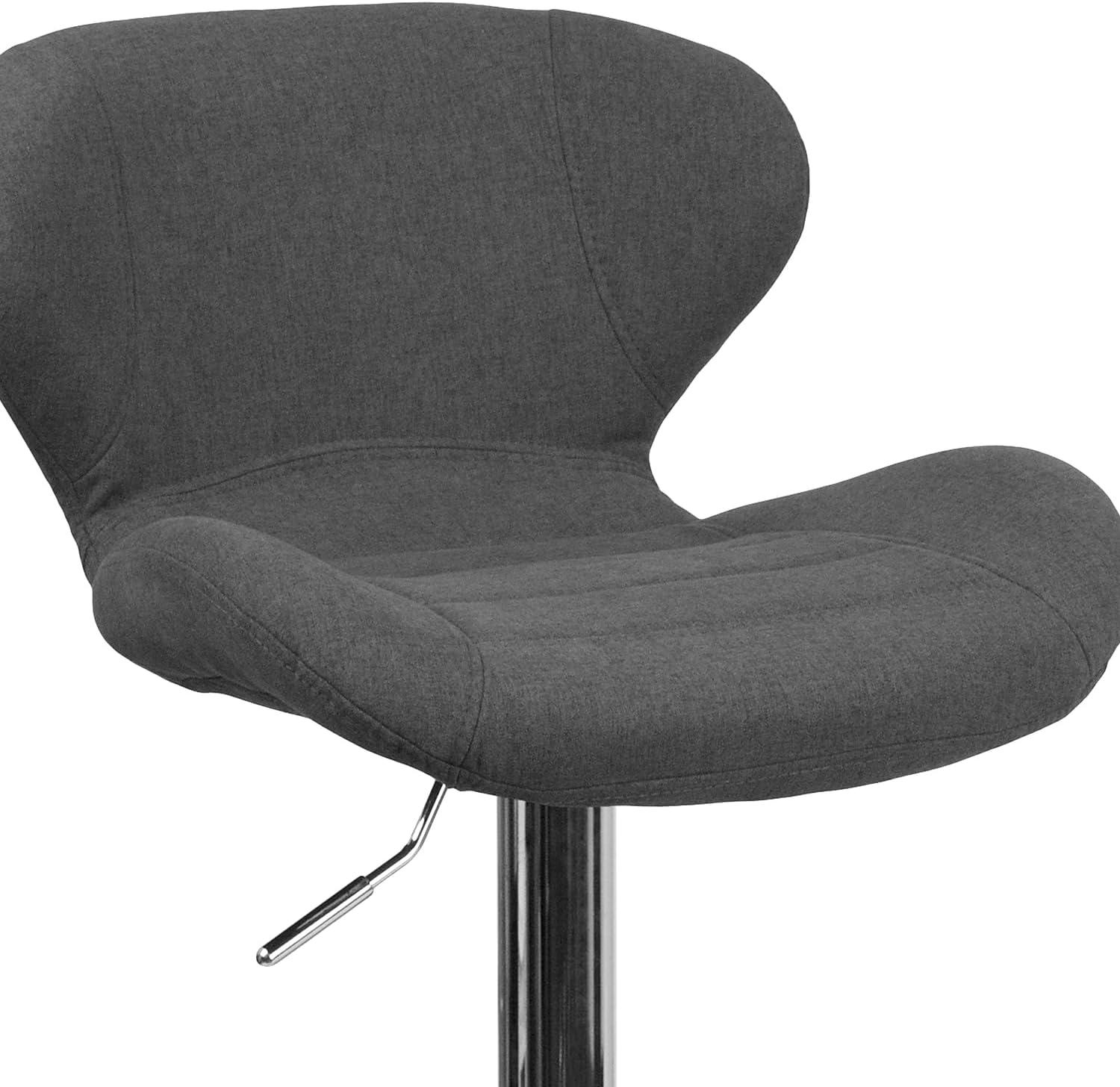 image:imageFlash Furniture Contemporary Charcoal Fabric Adjustable Height Barstool with Curved Back and Chrome BaseCharcoal Fabric