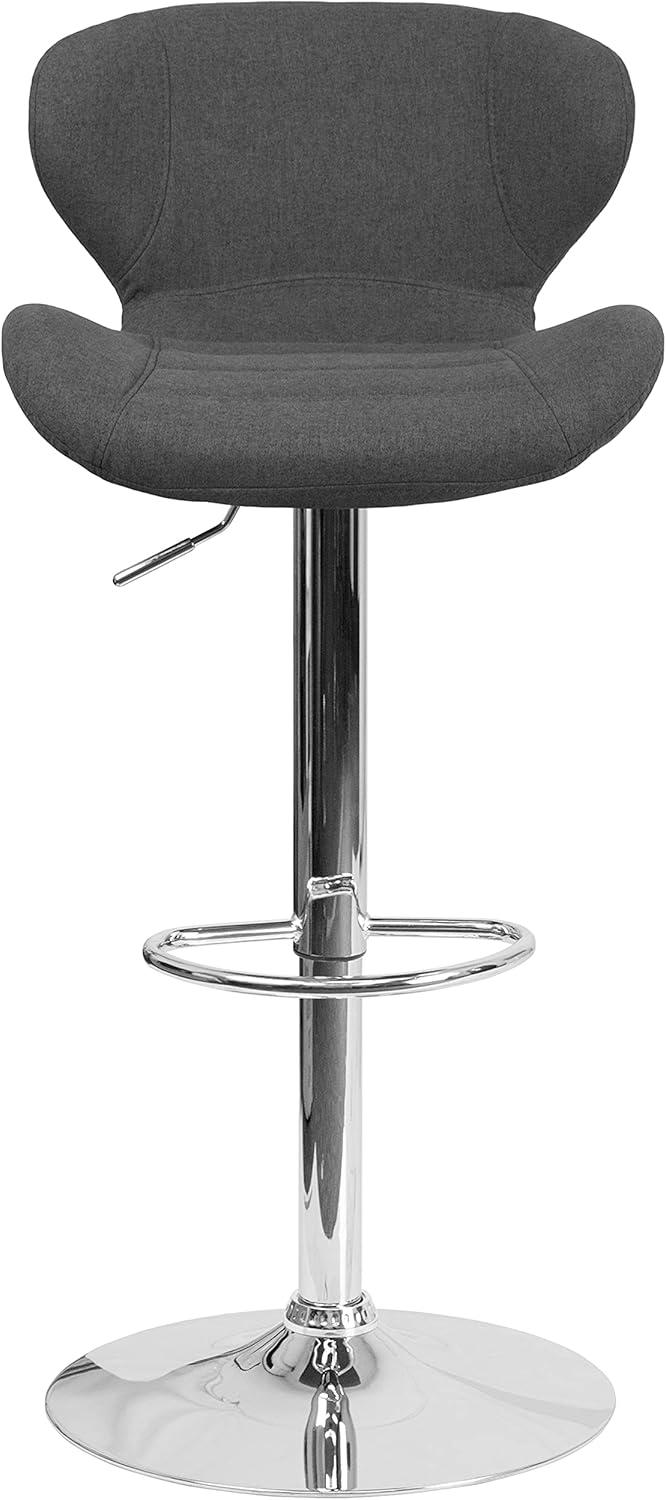 image:imageFlash Furniture Contemporary Charcoal Fabric Adjustable Height Barstool with Curved Back and Chrome BaseCharcoal Fabric