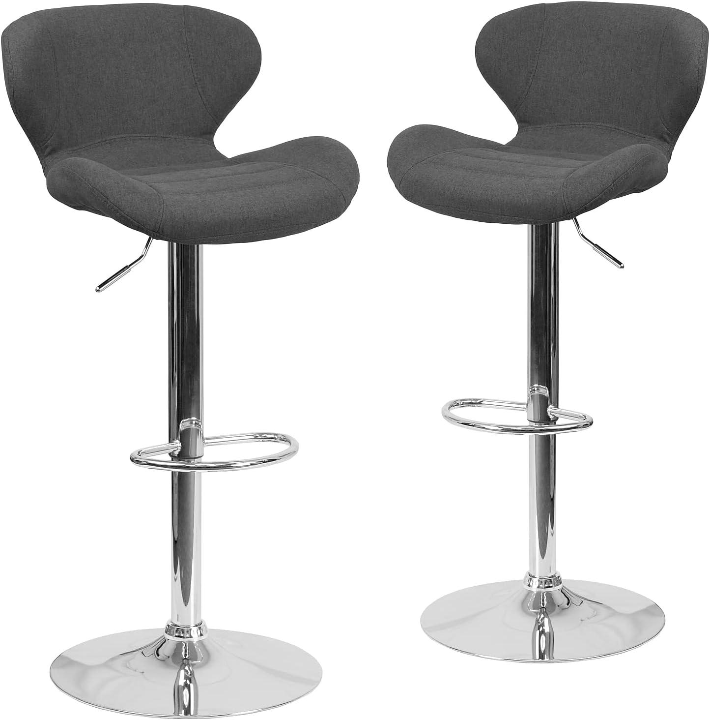 image:imageFlash Furniture Contemporary Charcoal Fabric Adjustable Height Barstool with Curved Back and Chrome BaseCharcoal Fabric