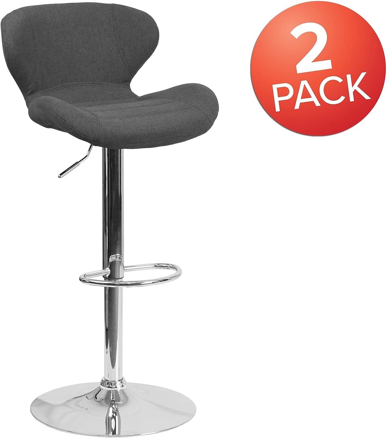 image:imageFlash Furniture Contemporary Charcoal Fabric Adjustable Height Barstool with Curved Back and Chrome BaseCharcoal Fabric