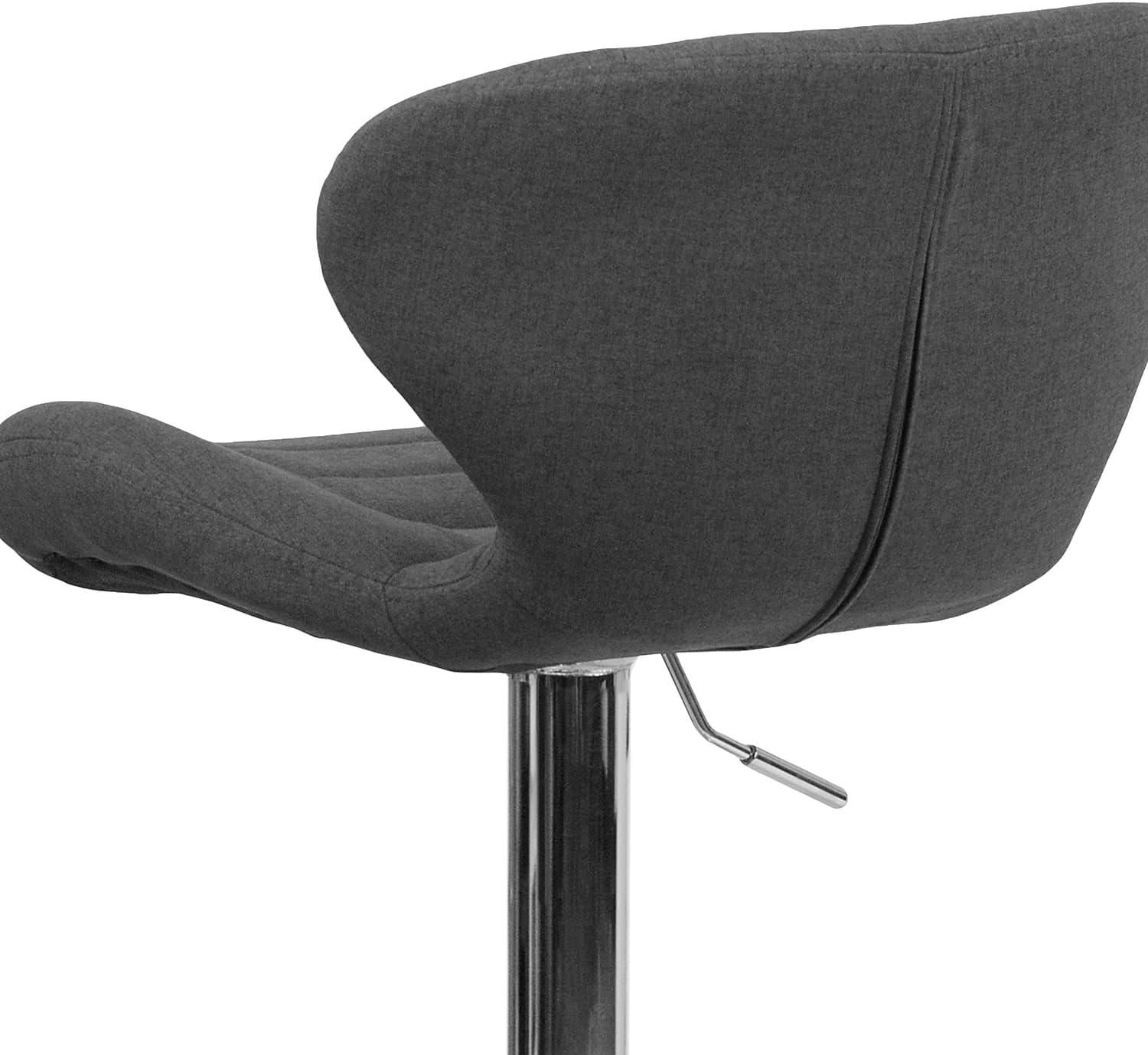 image:imageFlash Furniture Contemporary Charcoal Fabric Adjustable Height Barstool with Curved Back and Chrome BaseCharcoal Fabric