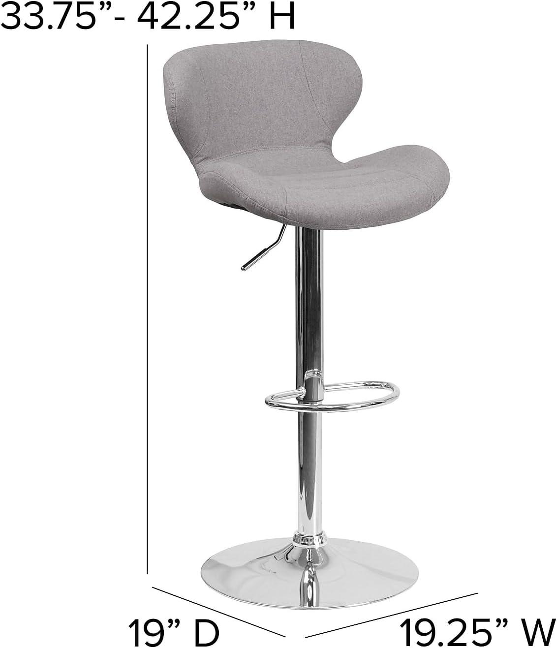 image:imageFlash Furniture Contemporary Charcoal Fabric Adjustable Height Barstool with Curved Back and Chrome BaseGray Fabric