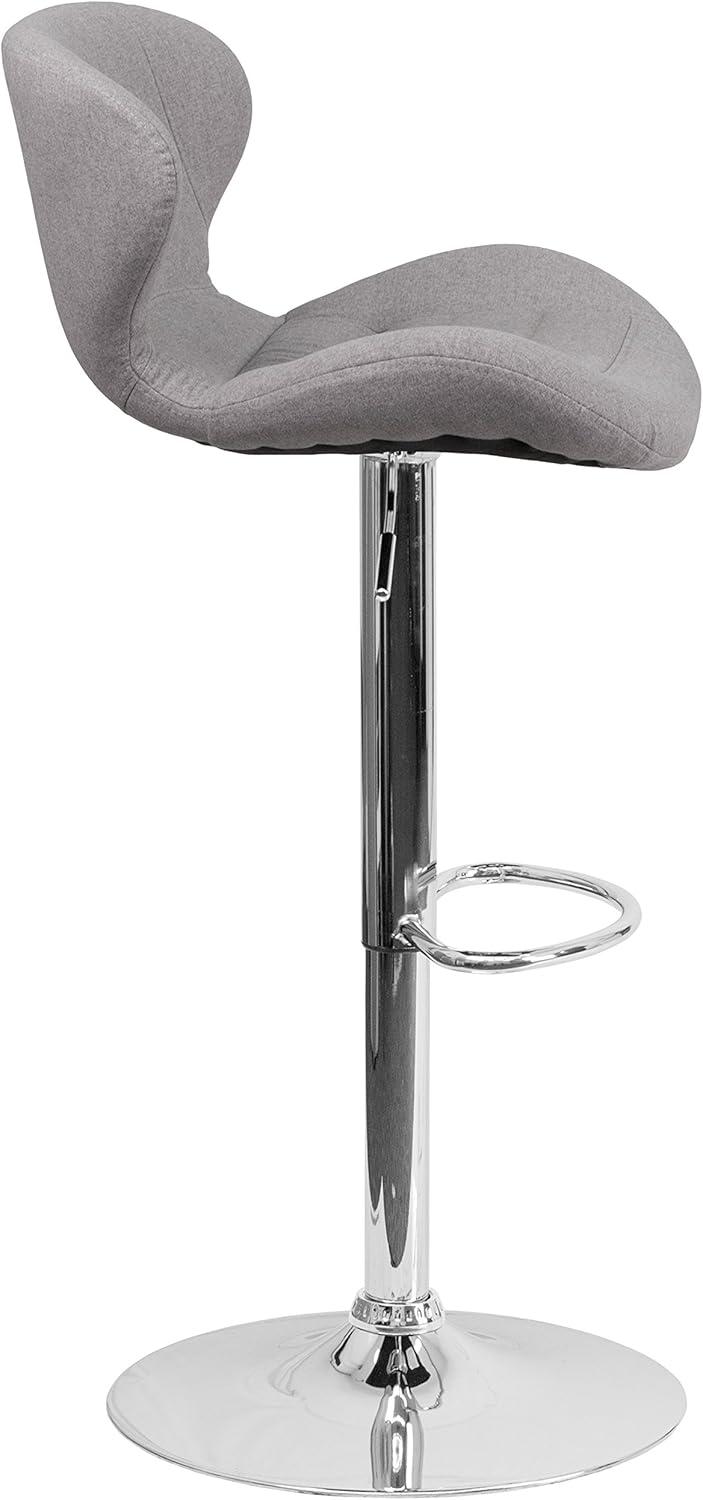 image:imageFlash Furniture Contemporary Charcoal Fabric Adjustable Height Barstool with Curved Back and Chrome BaseGray Fabric