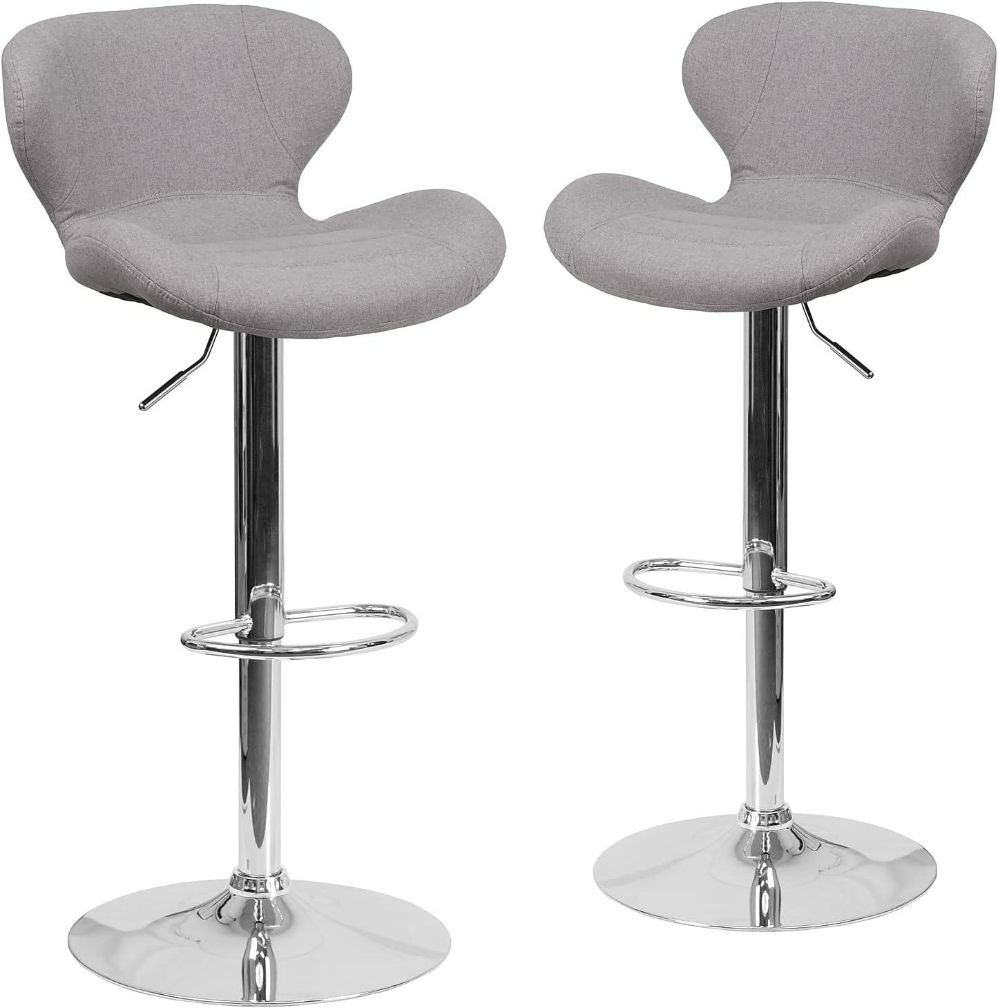 image:imageFlash Furniture Contemporary Charcoal Fabric Adjustable Height Barstool with Curved Back and Chrome BaseGray Fabric