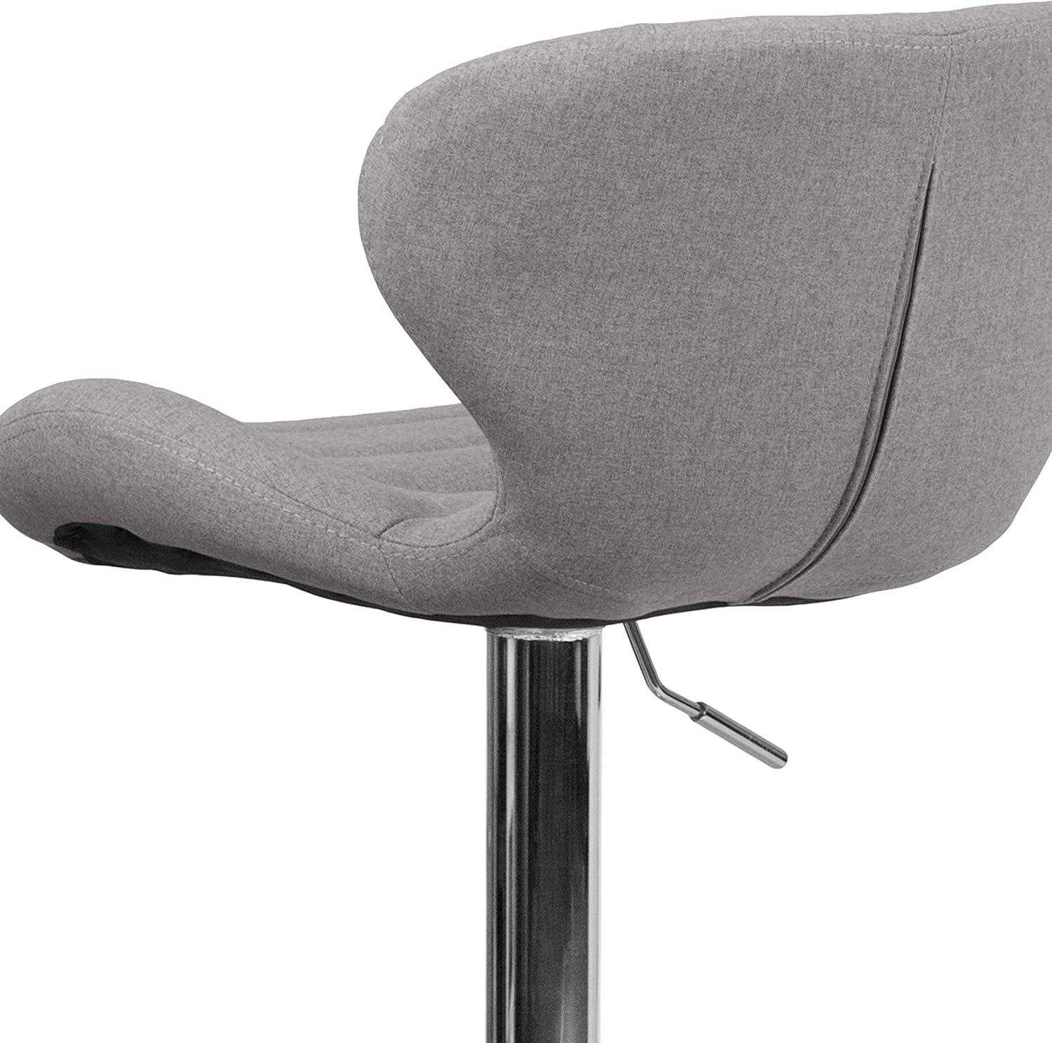 image:imageFlash Furniture Contemporary Charcoal Fabric Adjustable Height Barstool with Curved Back and Chrome BaseGray Fabric