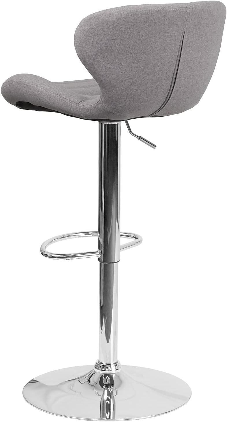 image:imageFlash Furniture Contemporary Charcoal Fabric Adjustable Height Barstool with Curved Back and Chrome BaseGray Fabric