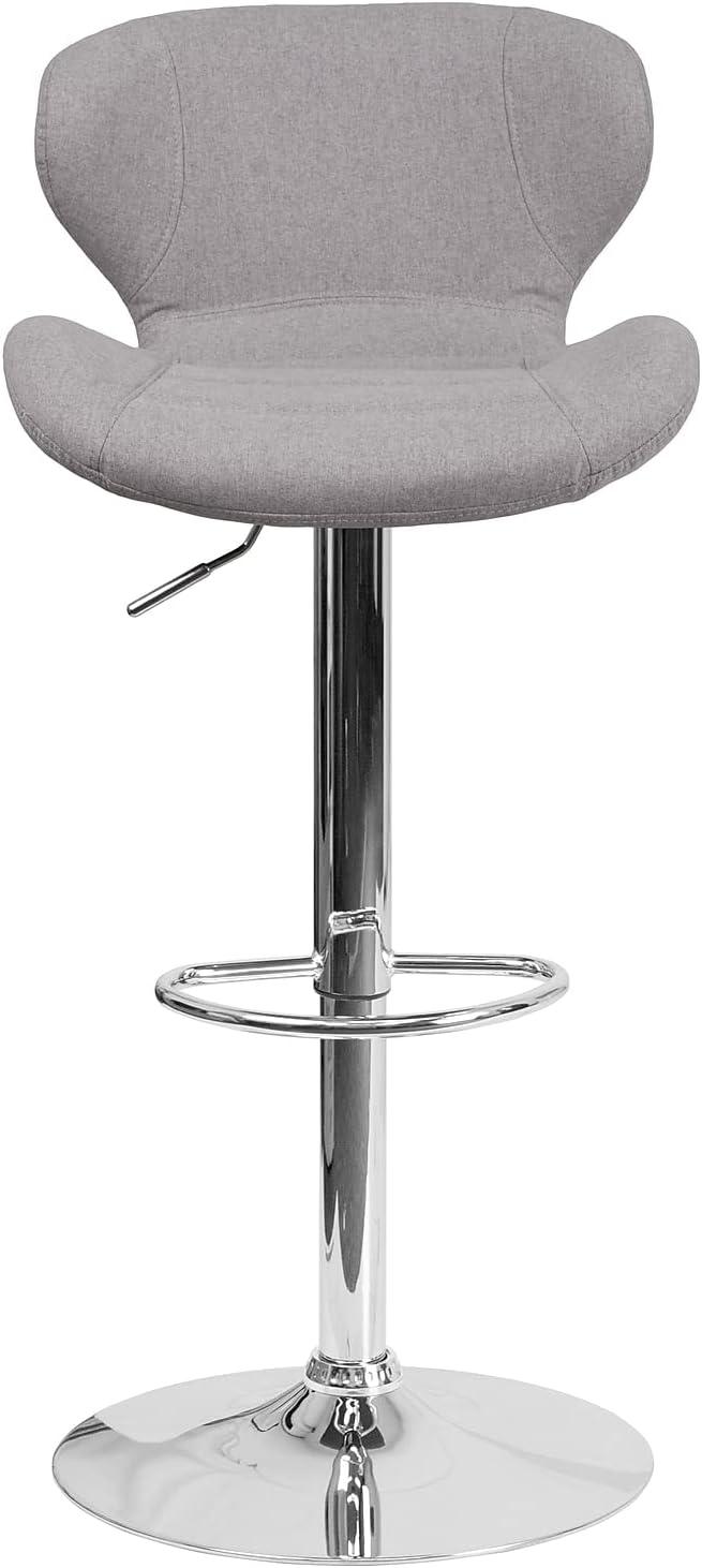 image:imageFlash Furniture Contemporary Charcoal Fabric Adjustable Height Barstool with Curved Back and Chrome BaseGray Fabric