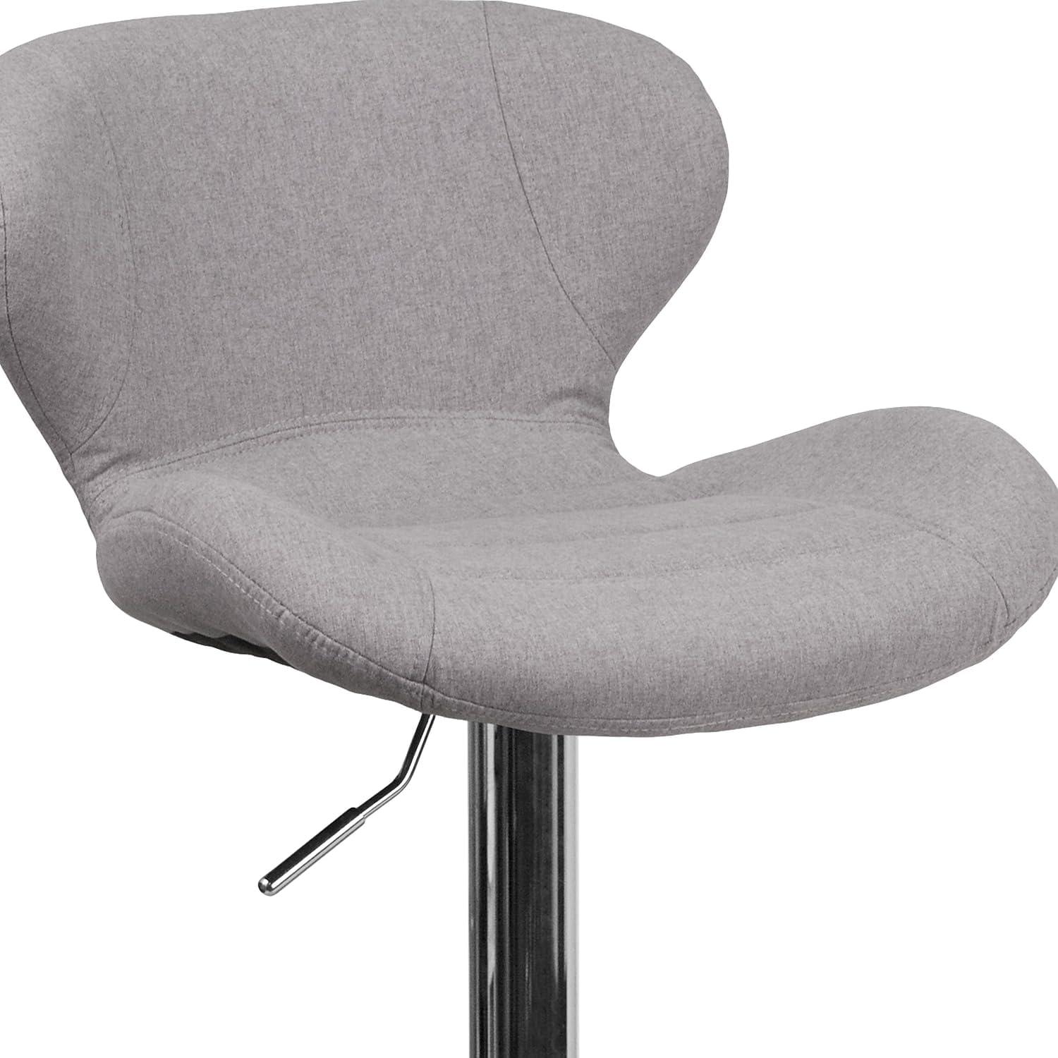 image:imageFlash Furniture Contemporary Charcoal Fabric Adjustable Height Barstool with Curved Back and Chrome BaseGray Fabric