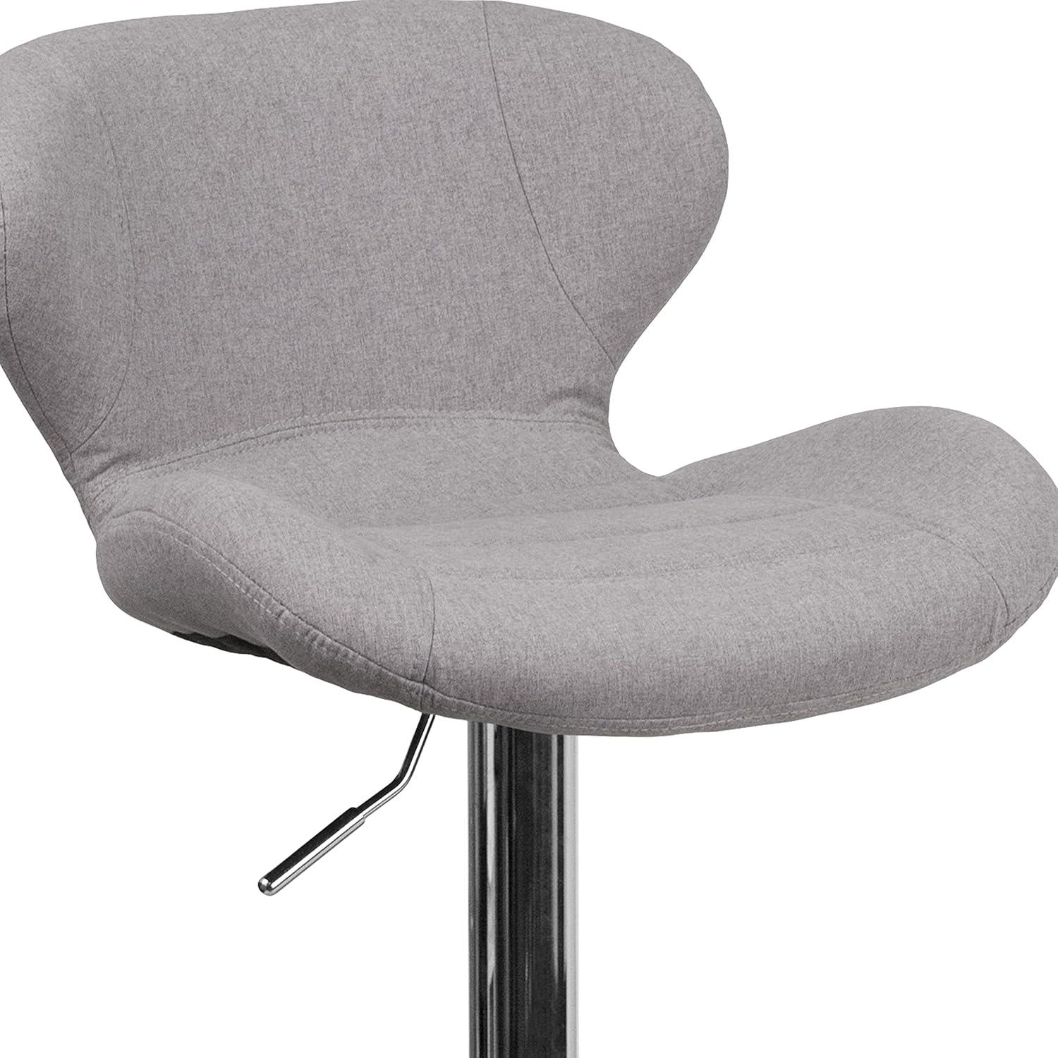 image:imageFlash Furniture Contemporary Charcoal Fabric Adjustable Height Barstool with Curved Back and Chrome BaseGray Fabric