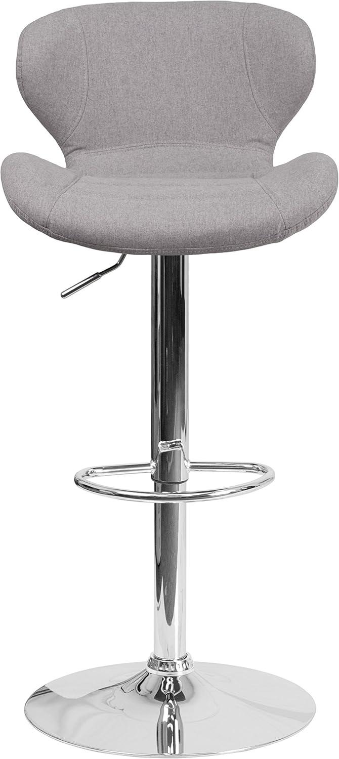 image:imageFlash Furniture Contemporary Charcoal Fabric Adjustable Height Barstool with Curved Back and Chrome BaseGray Fabric