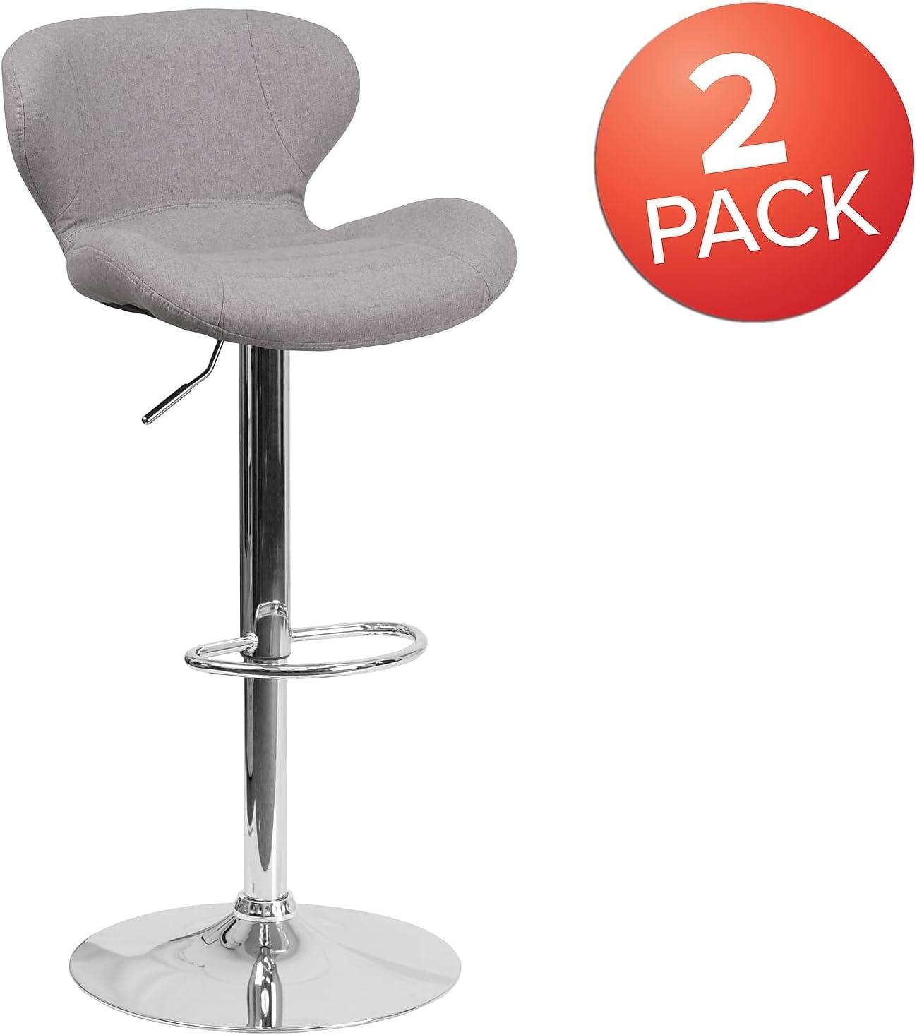 image:imageFlash Furniture Contemporary Charcoal Fabric Adjustable Height Barstool with Curved Back and Chrome BaseGray Fabric