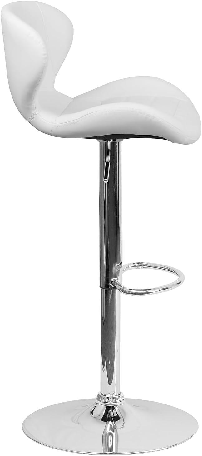 image:imageFlash Furniture Contemporary Charcoal Fabric Adjustable Height Barstool with Curved Back and Chrome BaseWhite Vinyl