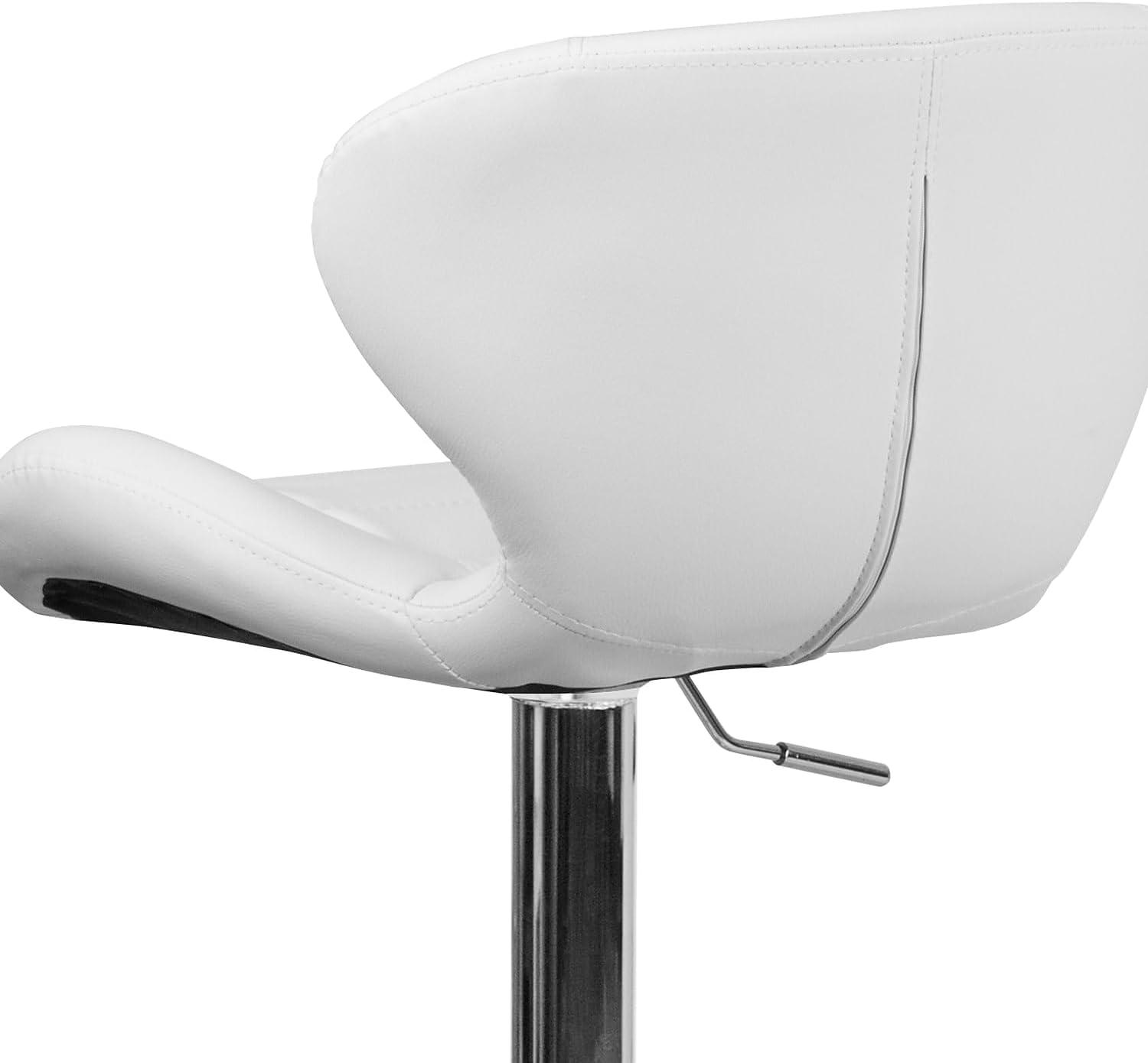 image:imageFlash Furniture Contemporary Charcoal Fabric Adjustable Height Barstool with Curved Back and Chrome BaseWhite Vinyl