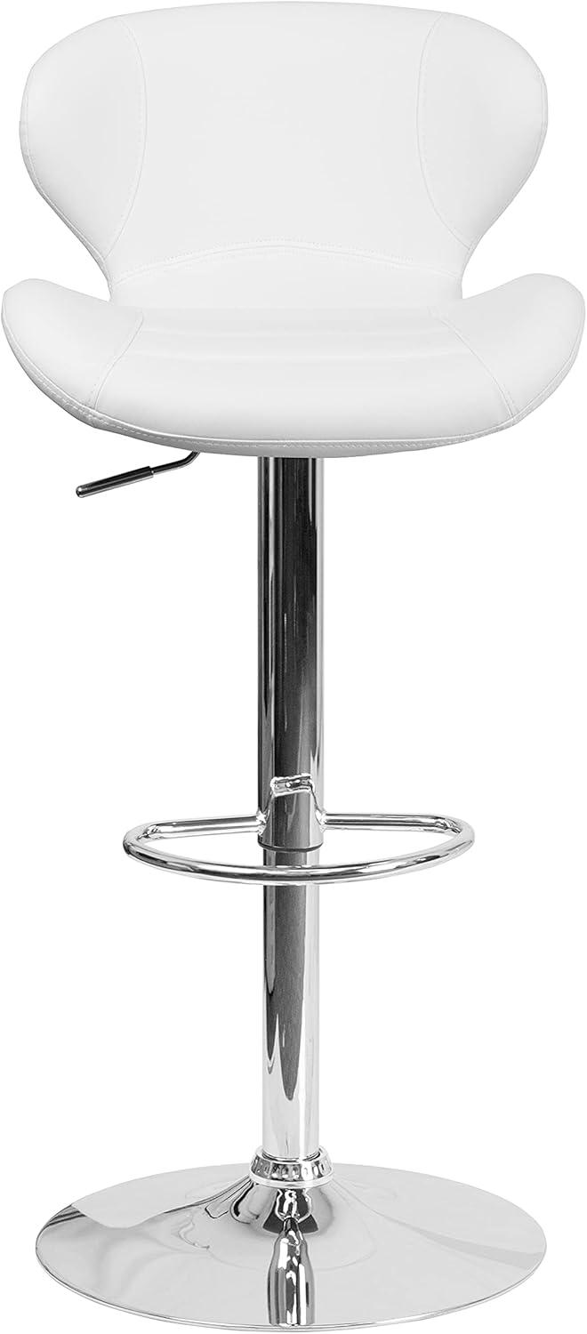 image:imageFlash Furniture Contemporary Charcoal Fabric Adjustable Height Barstool with Curved Back and Chrome BaseWhite Vinyl