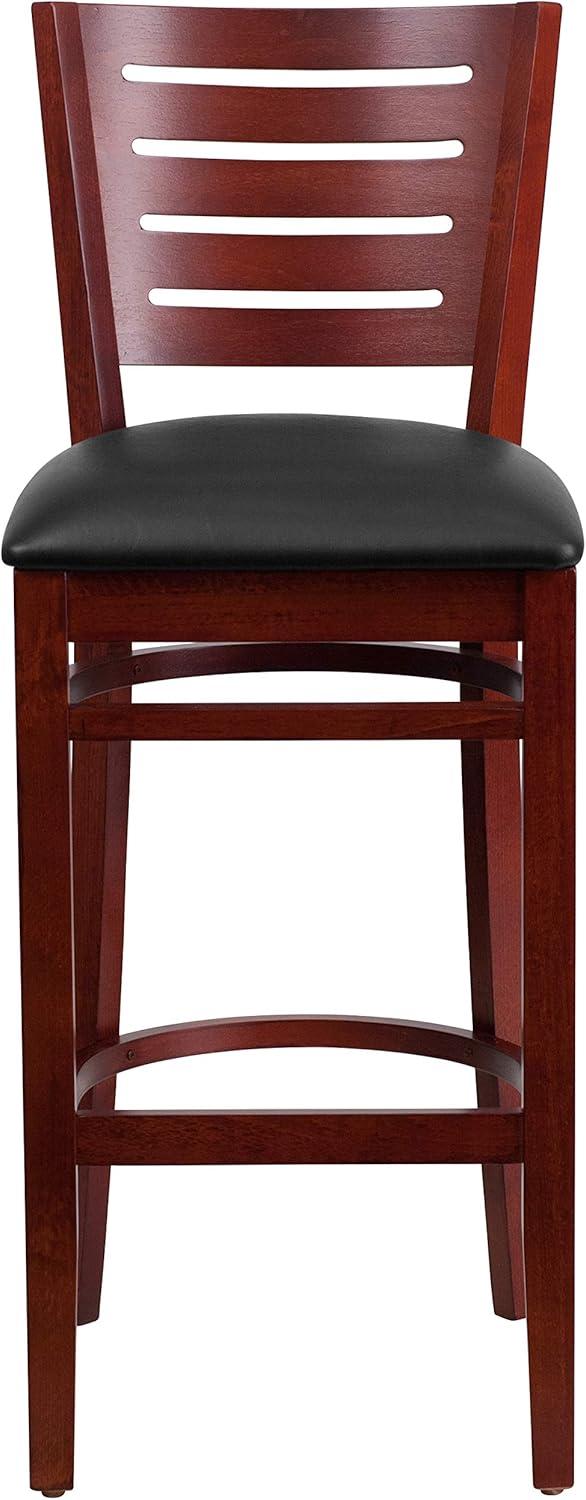 image:imageFlash Furniture Darby Series Slat Back Walnut Wood Restaurant Barstool Black Vinyl SeatBlack Vinyl SeatMahogany Wood Frame