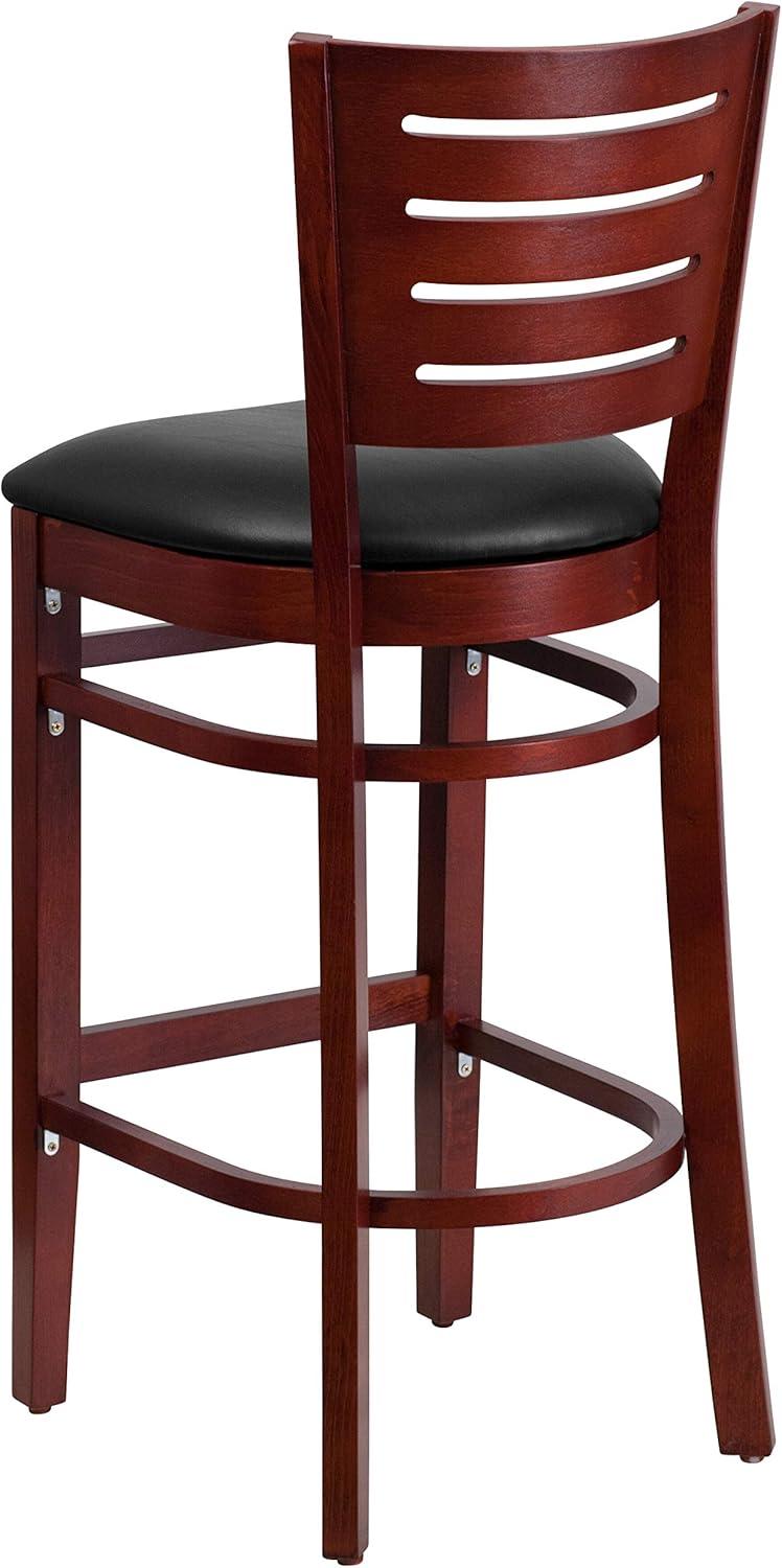 image:imageFlash Furniture Darby Series Slat Back Walnut Wood Restaurant Barstool Black Vinyl SeatBlack Vinyl SeatMahogany Wood Frame