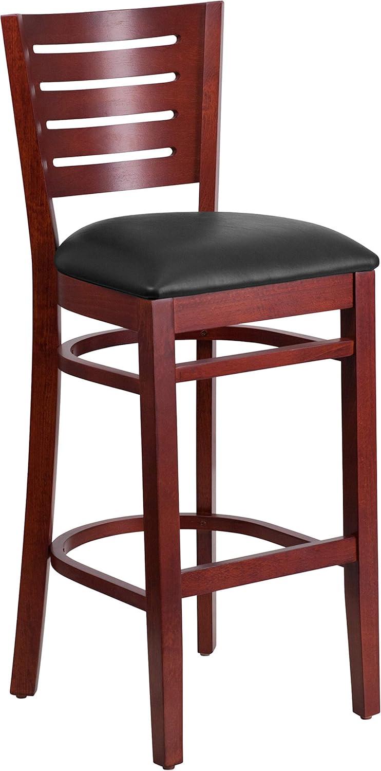 image:imageFlash Furniture Darby Series Slat Back Walnut Wood Restaurant Barstool Black Vinyl SeatBlack Vinyl SeatMahogany Wood Frame
