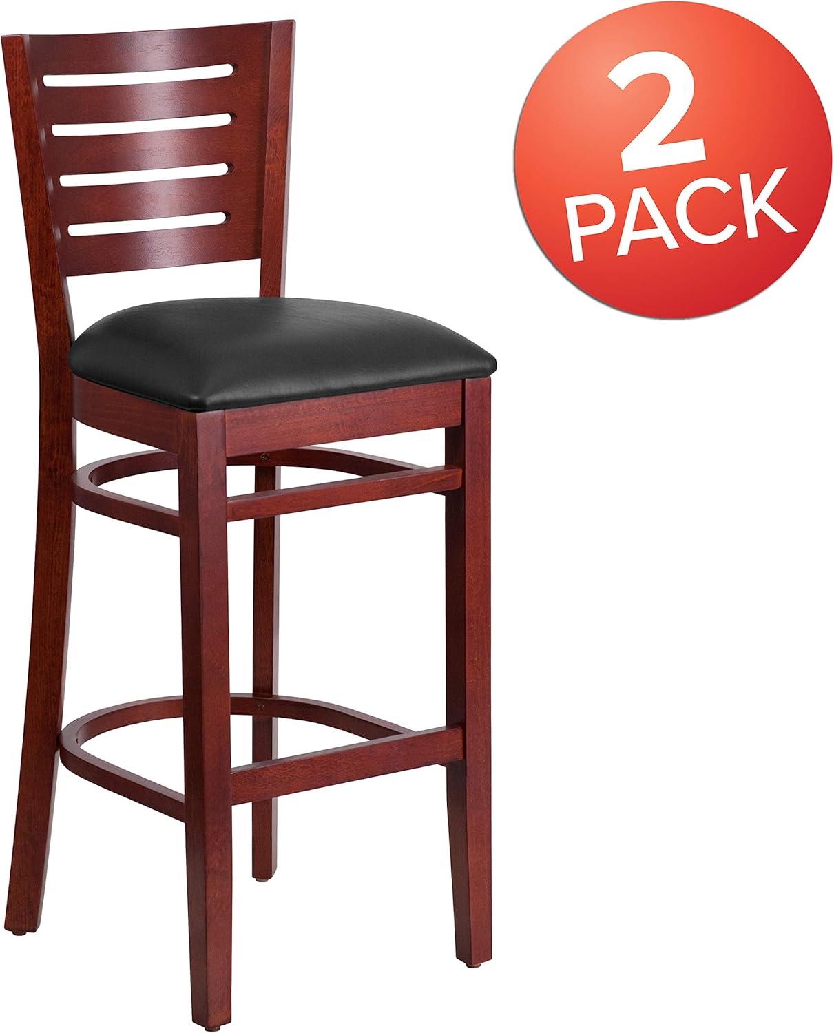 image:imageFlash Furniture Darby Series Slat Back Walnut Wood Restaurant Barstool Black Vinyl SeatBlack Vinyl SeatMahogany Wood Frame