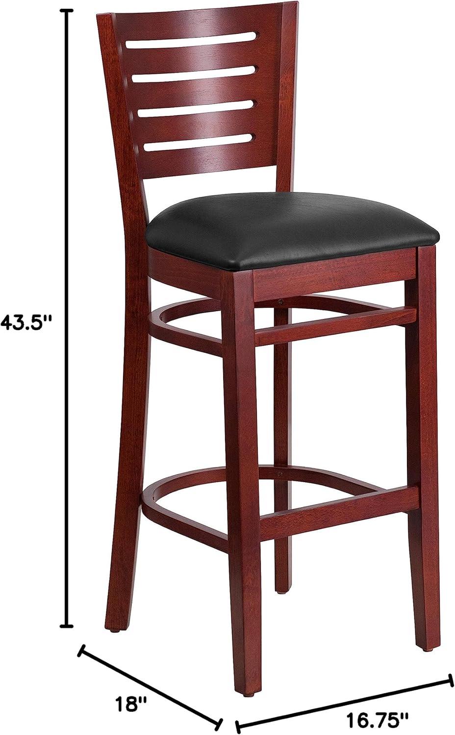image:imageFlash Furniture Darby Series Slat Back Walnut Wood Restaurant Barstool Black Vinyl SeatBlack Vinyl SeatMahogany Wood Frame