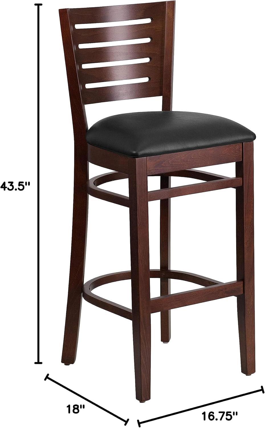 image:imageFlash Furniture Darby Series Slat Back Walnut Wood Restaurant Barstool Black Vinyl SeatBlack Vinyl SeatWalnut Wood Frame