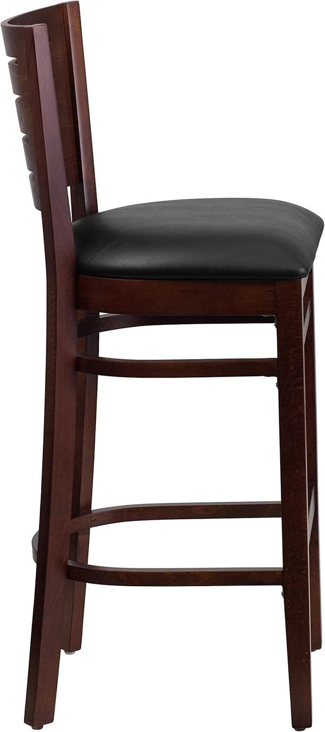 image:imageFlash Furniture Darby Series Slat Back Walnut Wood Restaurant Barstool Black Vinyl SeatBlack Vinyl SeatWalnut Wood Frame