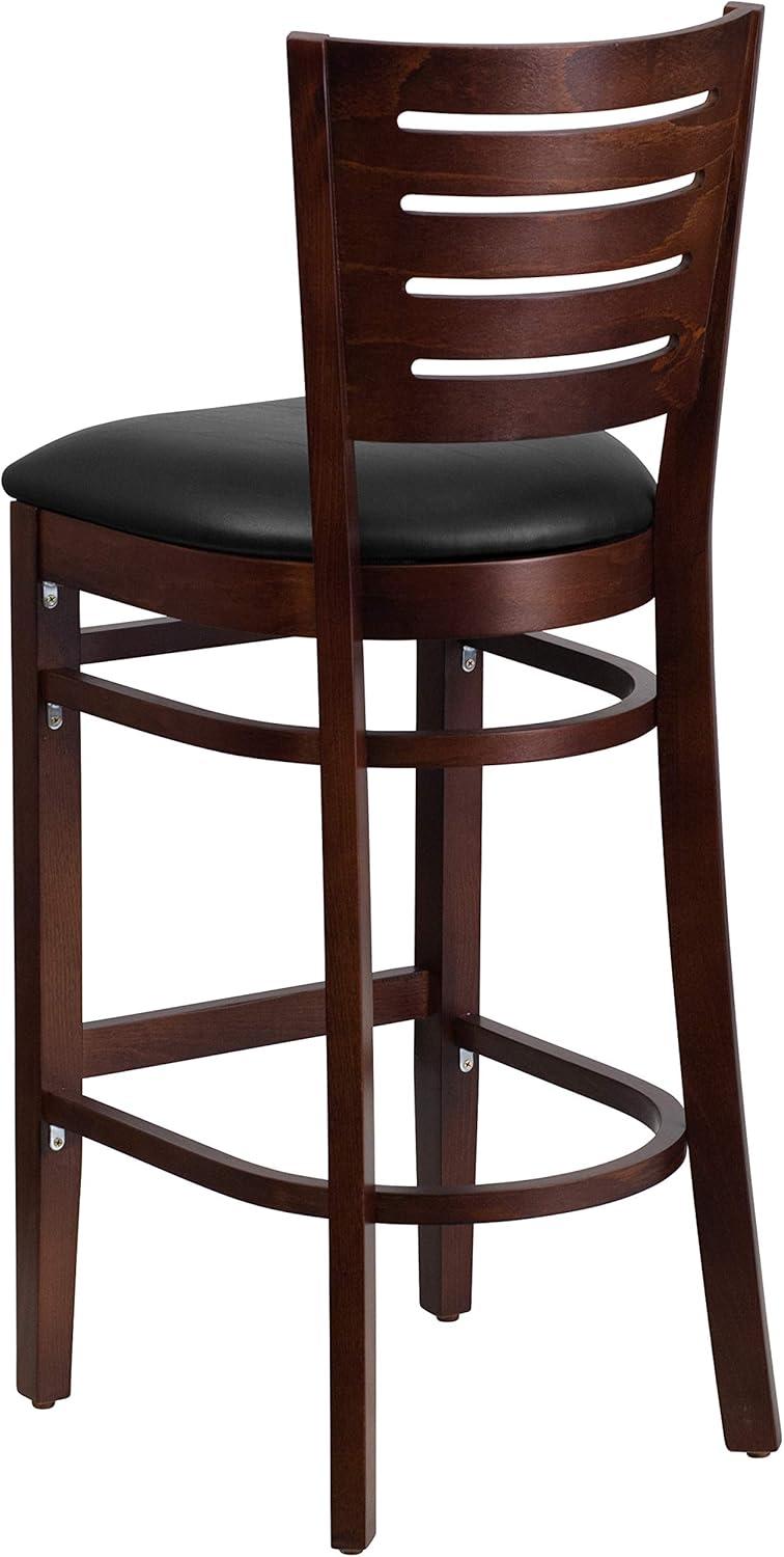 image:imageFlash Furniture Darby Series Slat Back Walnut Wood Restaurant Barstool Black Vinyl SeatBlack Vinyl SeatWalnut Wood Frame