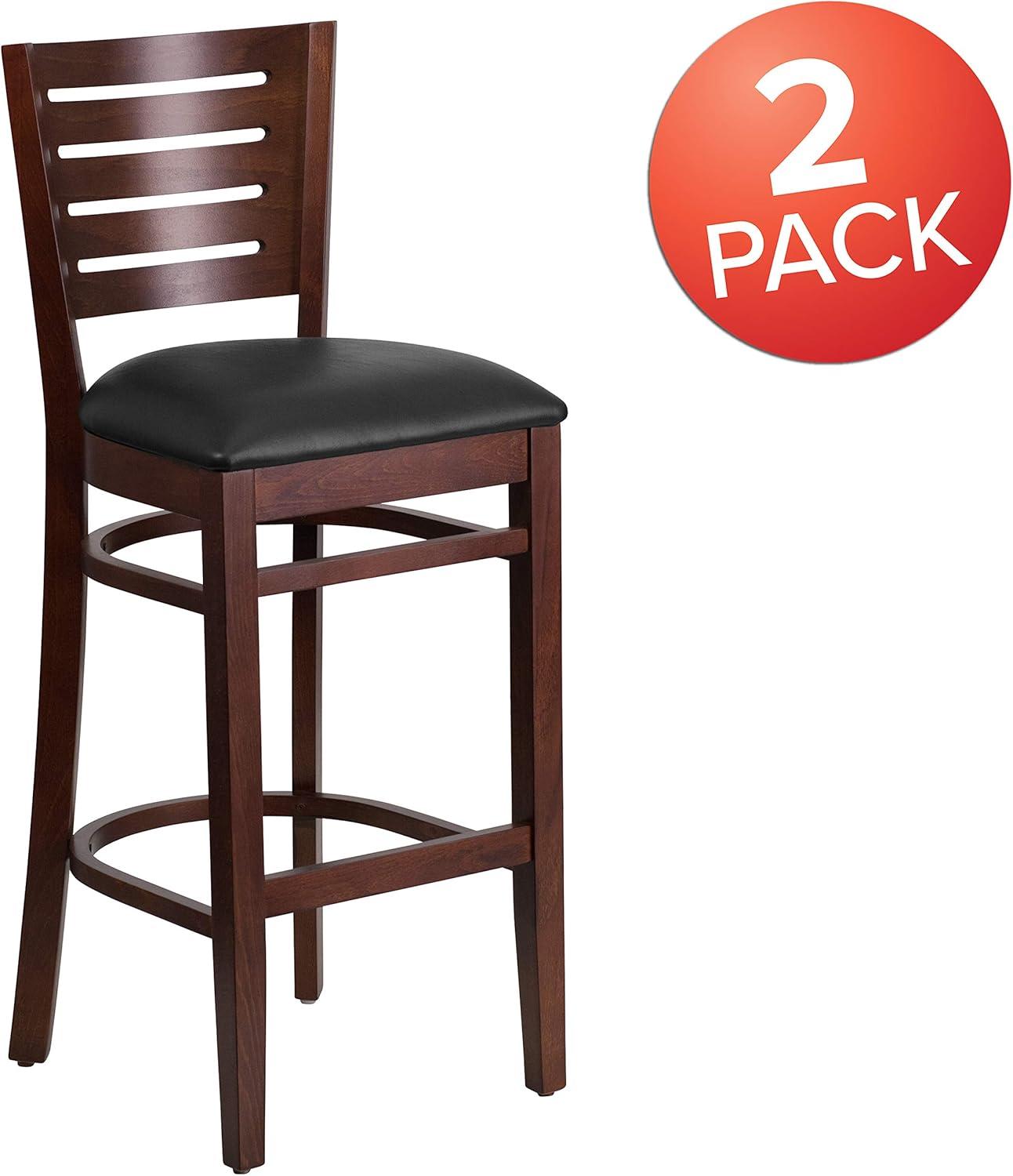 image:imageFlash Furniture Darby Series Slat Back Walnut Wood Restaurant Barstool Black Vinyl SeatBlack Vinyl SeatWalnut Wood Frame