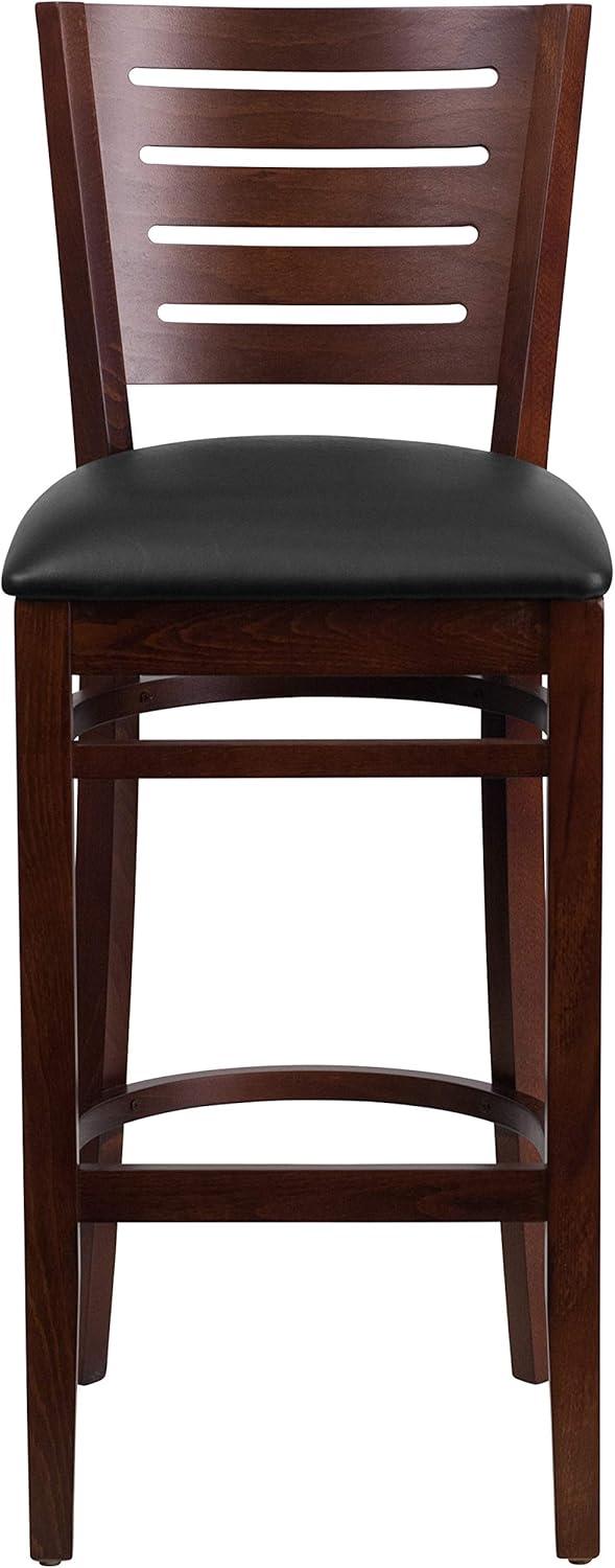 image:imageFlash Furniture Darby Series Slat Back Walnut Wood Restaurant Barstool Black Vinyl SeatBlack Vinyl SeatWalnut Wood Frame