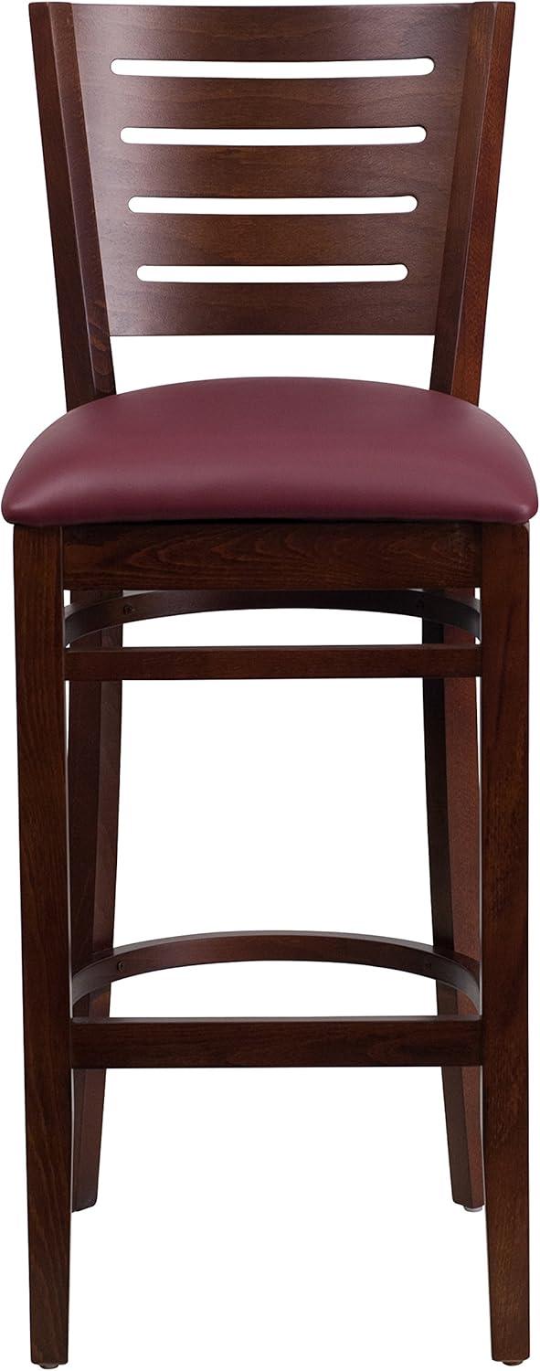 image:imageFlash Furniture Darby Series Slat Back Walnut Wood Restaurant Barstool Black Vinyl SeatBurgundy Vinyl SeatWalnut Wood Frame